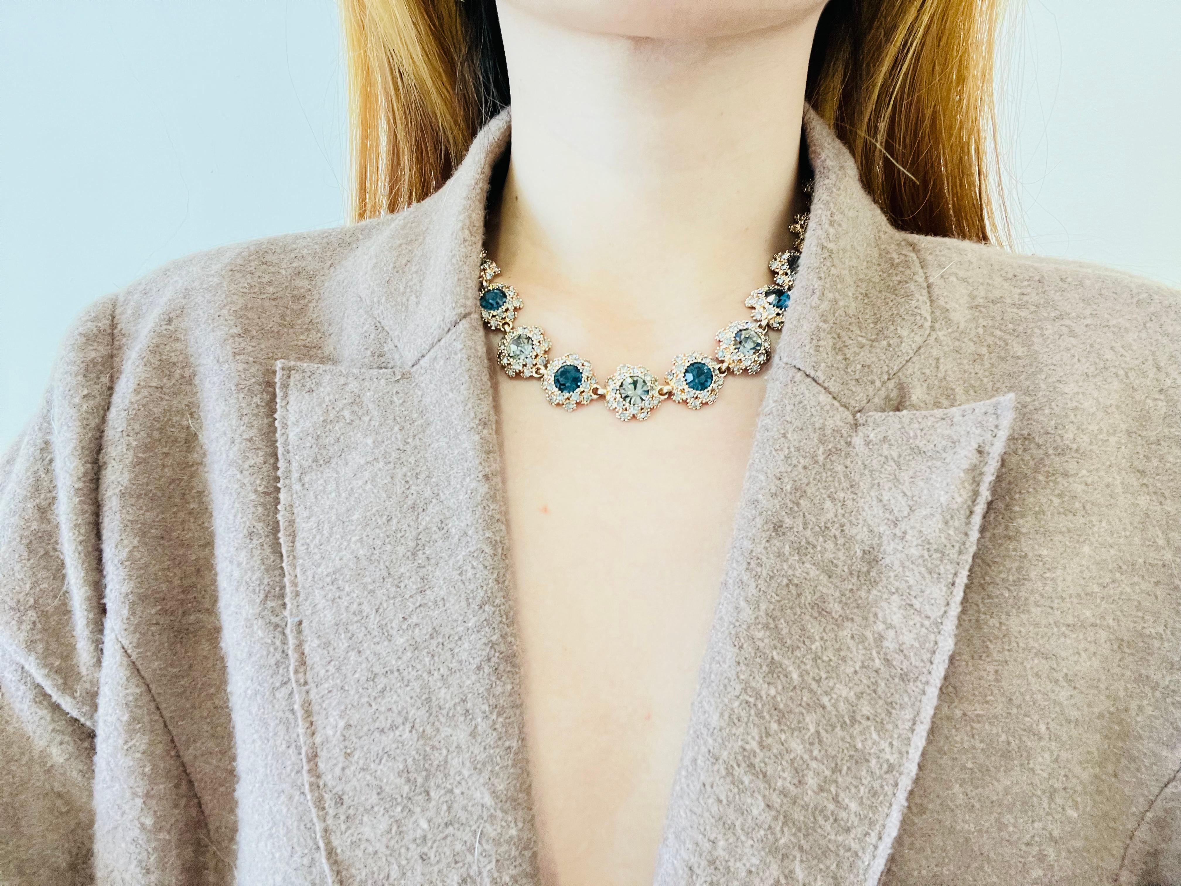 Collana Tennis con cristalli di neve brillanti Royal Navy Sapphire Grey, placcata in oro 1