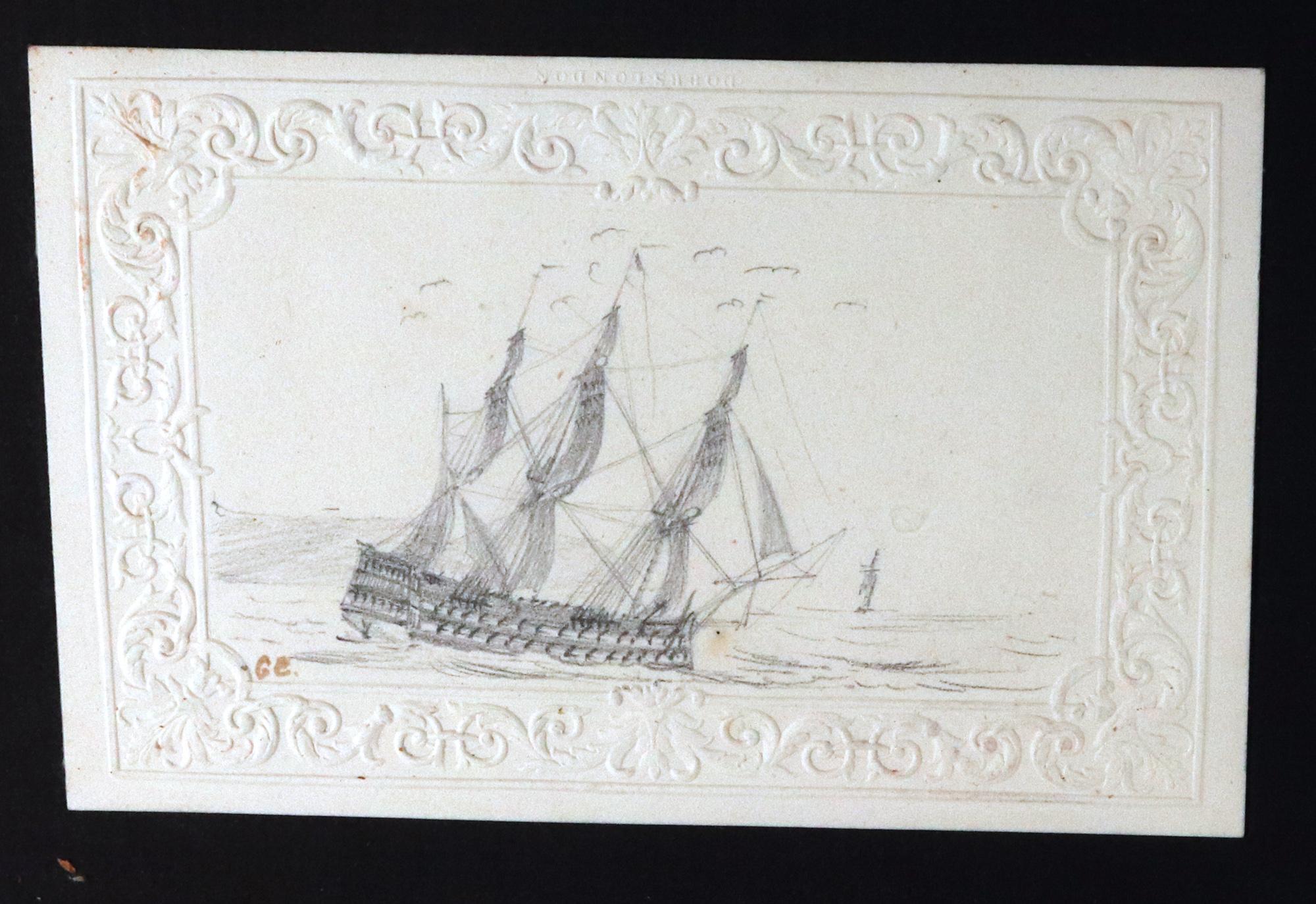 Royal Navy Ship Pencil Drawings by George Bryant Campion In Good Condition For Sale In Downingtown, PA