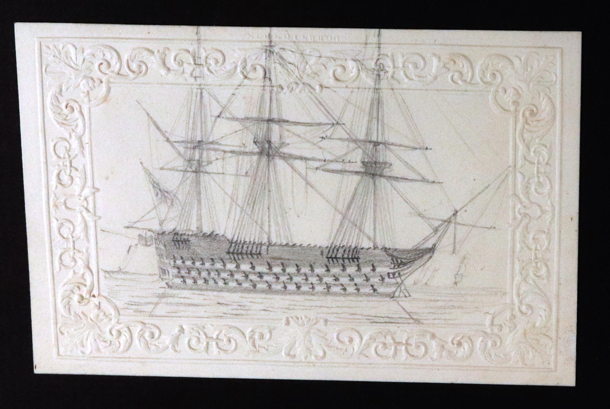 19th Century Royal Navy Ship Pencil Drawings by George Bryant Campion For Sale