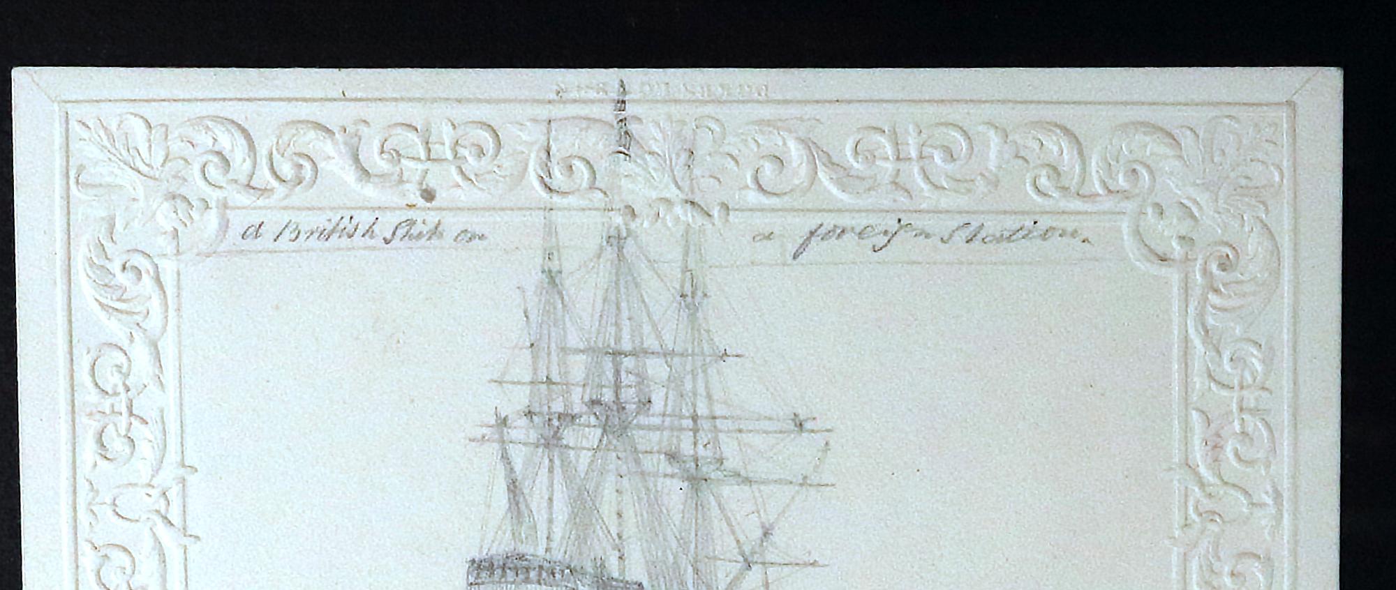 Paper Royal Navy Ship Pencil Drawings by George Bryant Campion For Sale