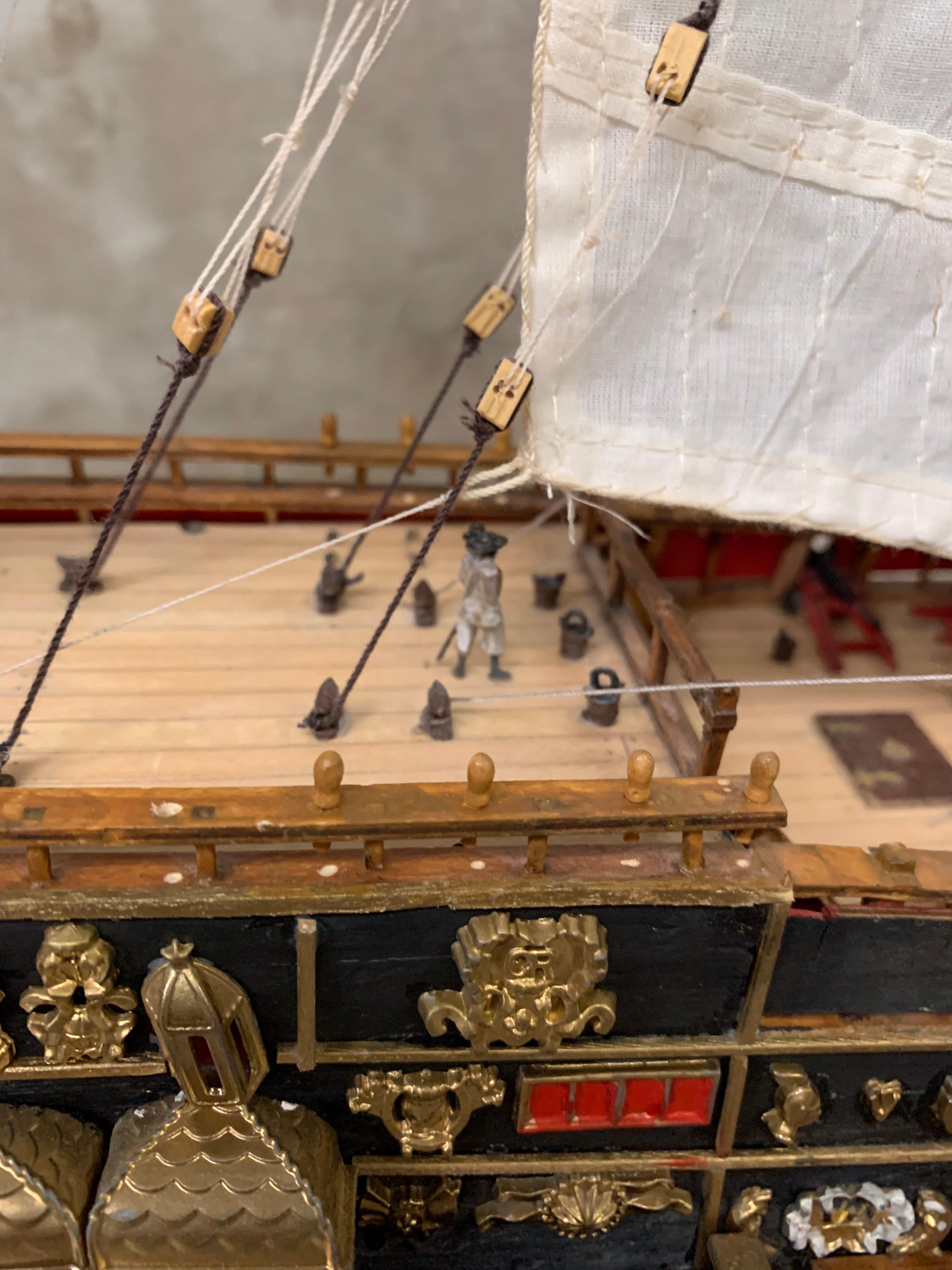 Royal Navy Sovereign of the Seas 1637, Großes Schiffsmodell, Holz, Bronze 3