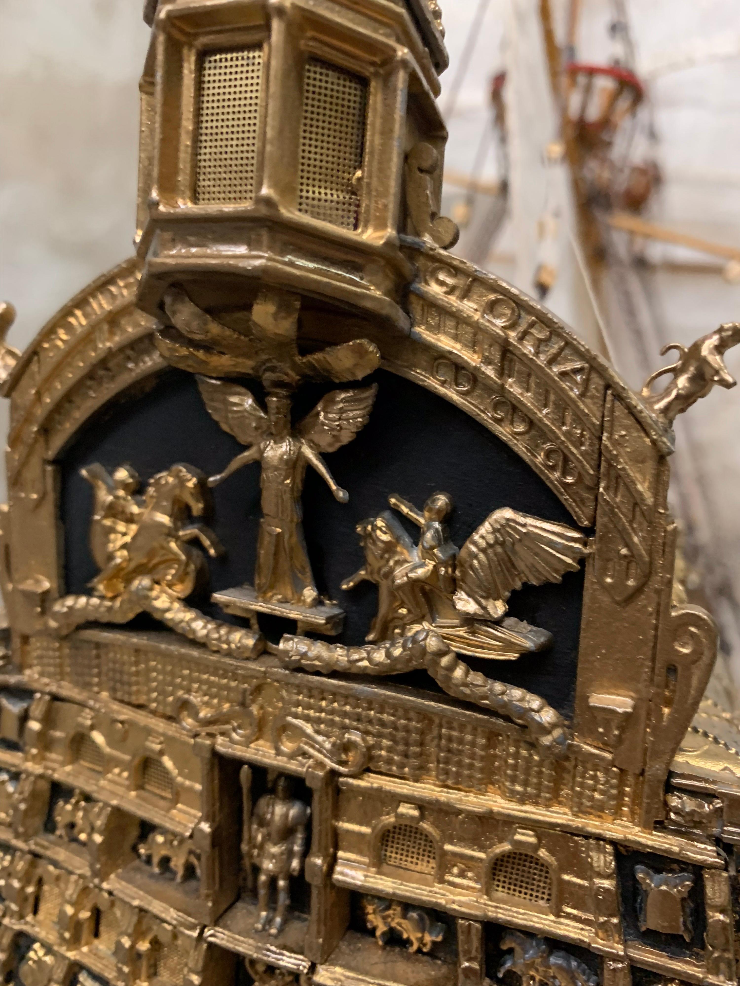 Royal Navy Sovereign of the Seas 1637, Grand Ship Model, Wood, Bronze 5