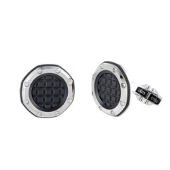 Royal Oak Offshore Stainless Steel Black Rubber Black Flange Octagon Cufflinks