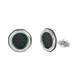 Royal Oak Offshore Stainless Steel Black Rubber Green Flange Octagon Cufflinks