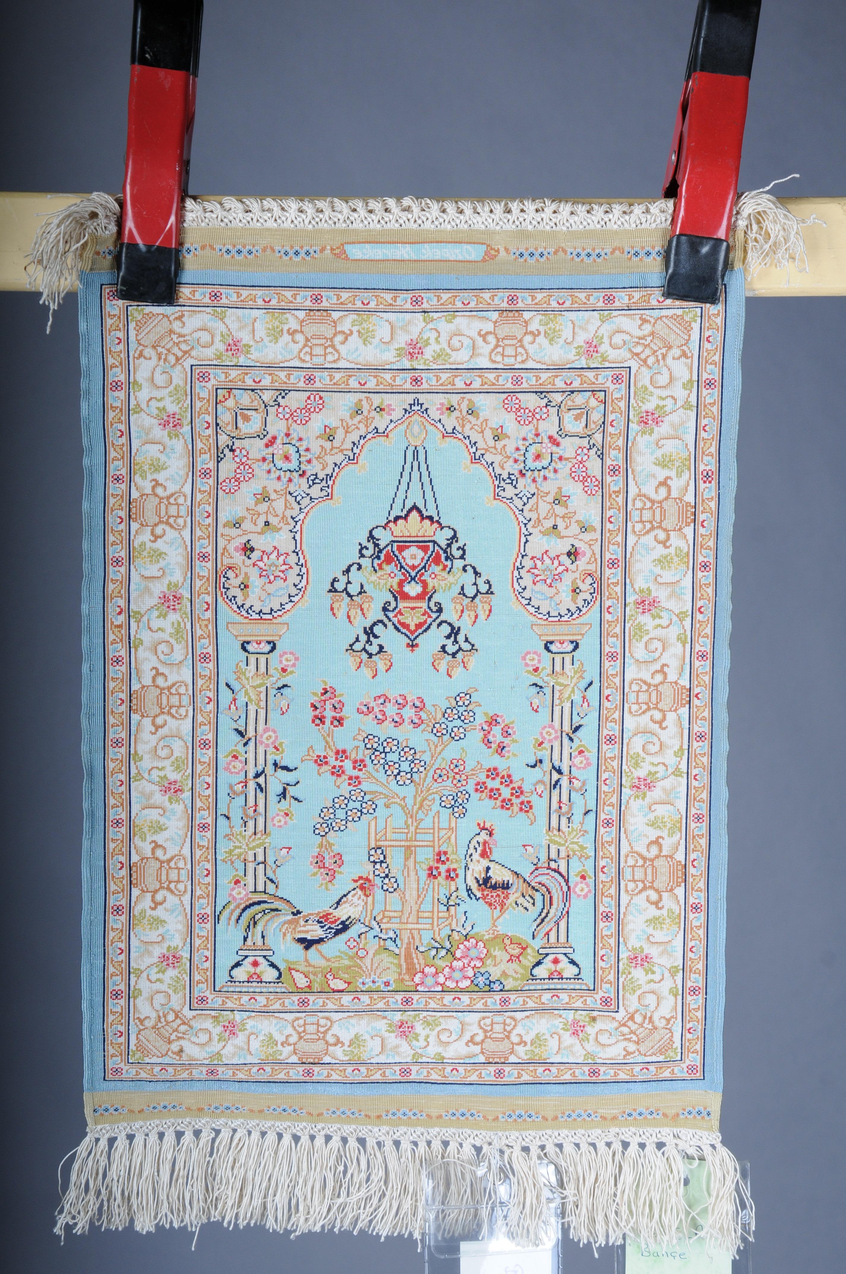 Royal Ozipek silk carpet/tapestry Hereke signed, 20th Century. blue  For Sale 6