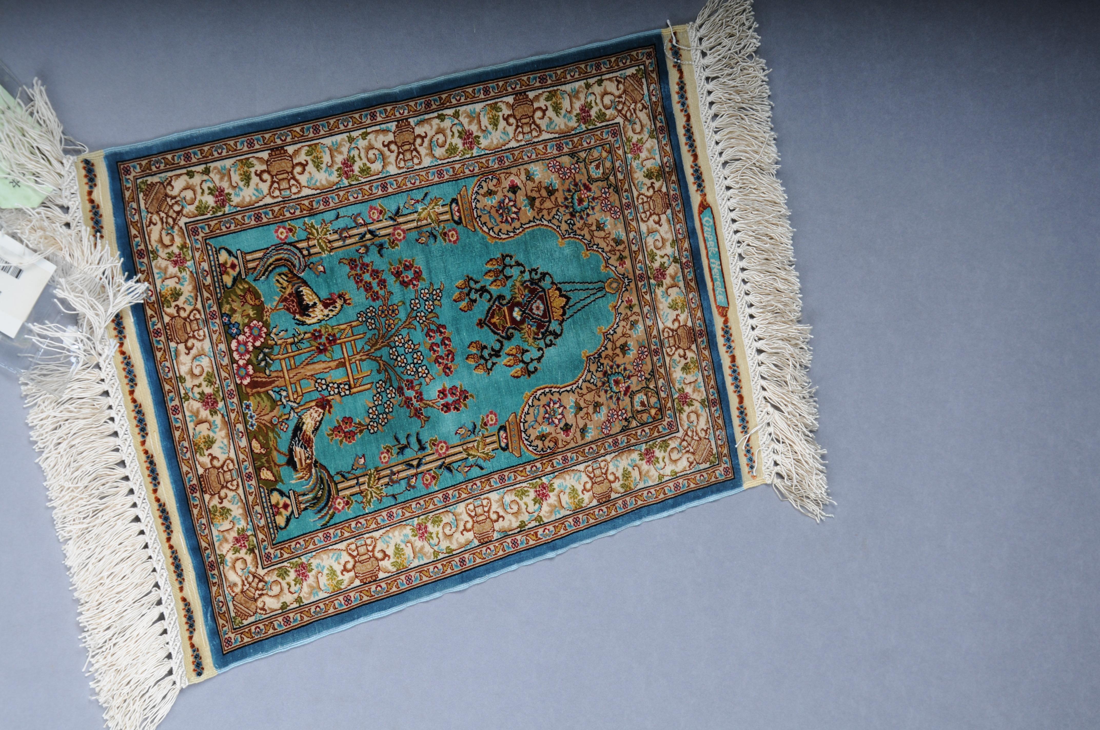 Royal Ozipek silk carpet/tapestry Hereke signed, 20th Century. blue  For Sale 9