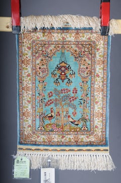 Royal Ozipek silk carpet/tapestry Hereke signed, 20th Century. blue