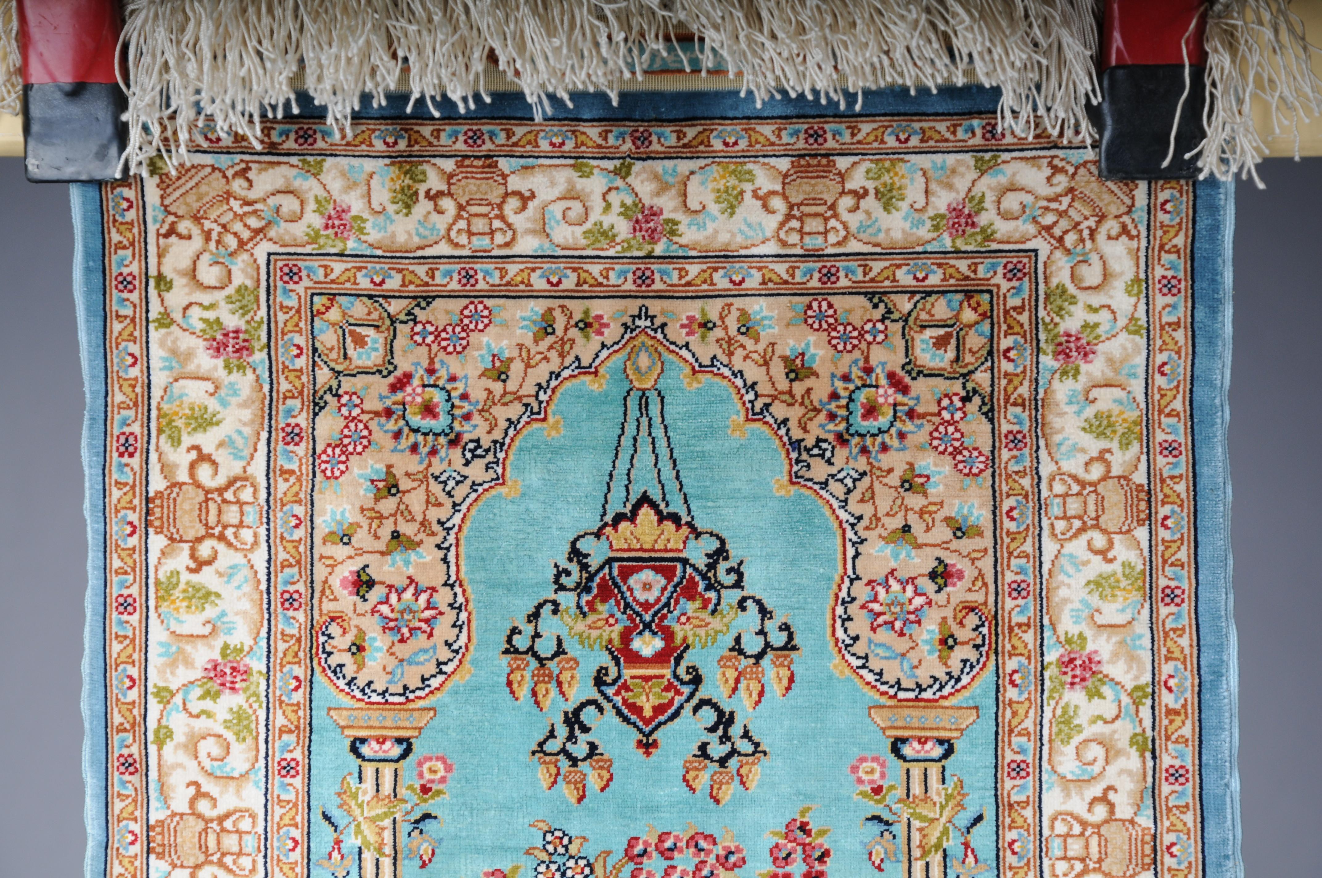 Turkish Royal Ozipek silk carpet/tapestry Hereke signed, 20th Century. blue  For Sale