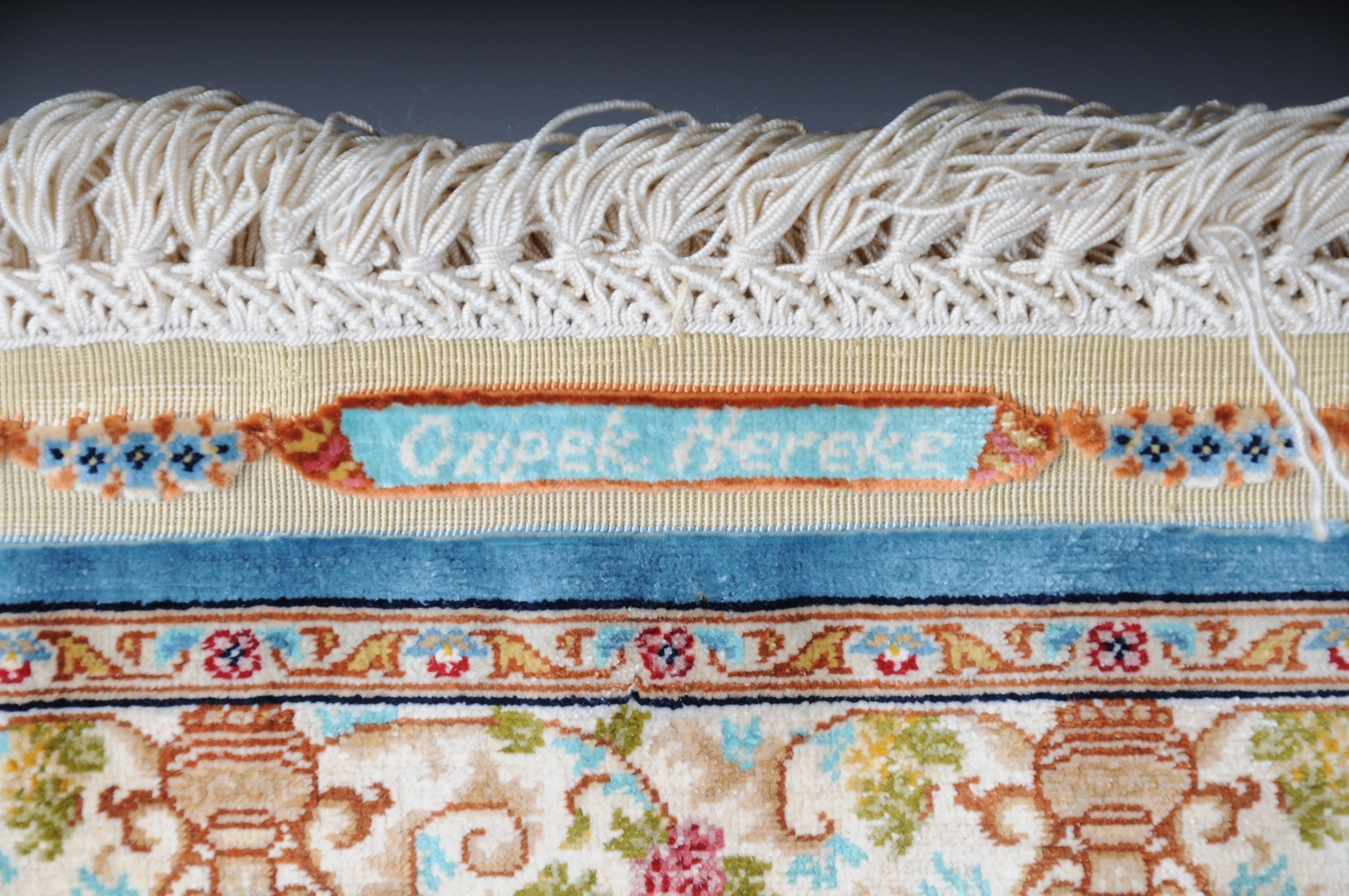 Royal Ozipek silk carpet/tapestry Hereke signed, 20th Century. blue  For Sale 3