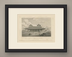 Royal Palace at Allahabad, Columned Pavilion, Antique Steel Engraving, 1859