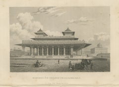 Royal Palace at Allahabad, Columned Pavilion, Antique Steel Engraving, 1859