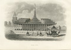 Royal Palace of Ava, Burma, Antique Steel Engraving, 1859