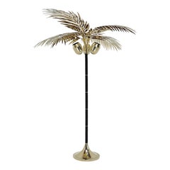 Royal Palm Tree Floor Lamp in brass and Leather by Christopher Kreiling Studio