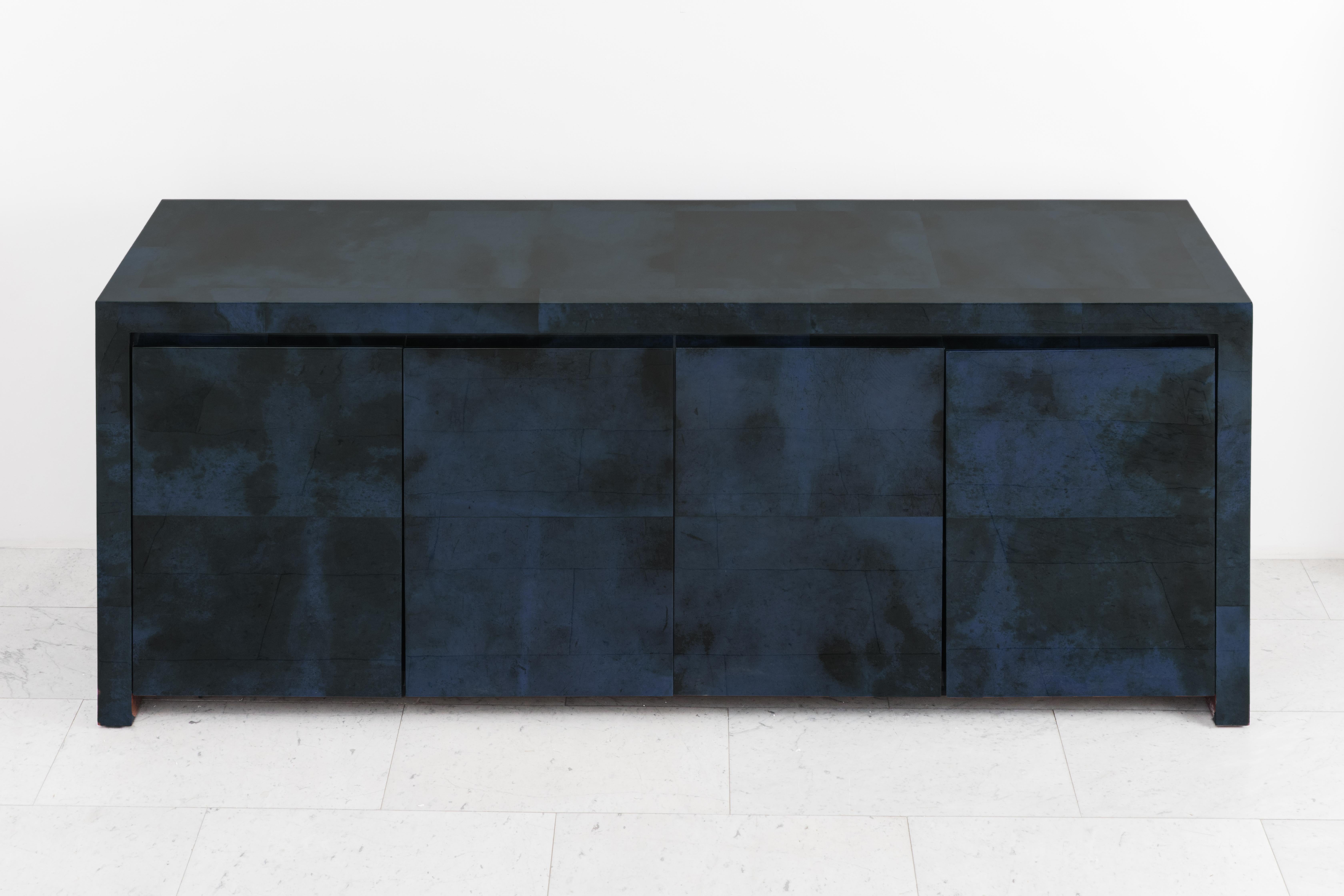 Royal Palm Lacquered Goatskin Credenza, USA For Sale 3