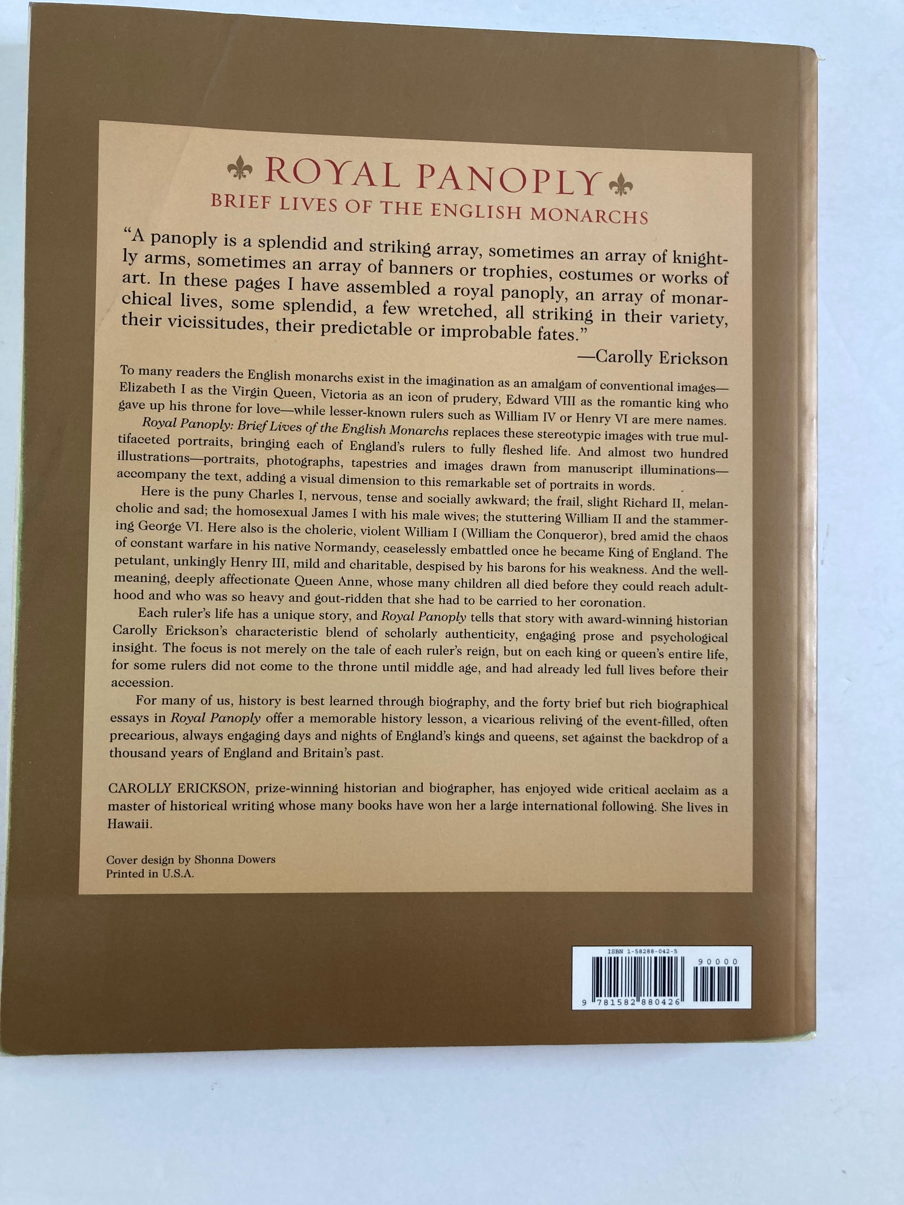 Georgian Royal Panoply Brief Lives of the English Monarchs by Carolly Erickson Book For Sale