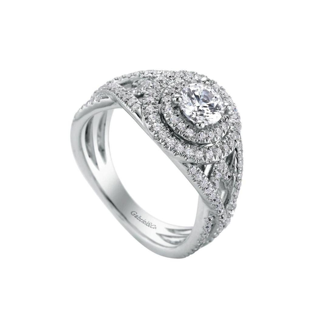 Round Cut Royal Pave Diamond Engagement Mounting For Sale