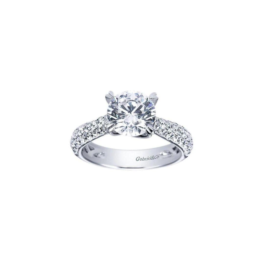 Royal Pave Verlobungshalterung mit Fancy Tiffany-Diamant (Rundschliff) im Angebot