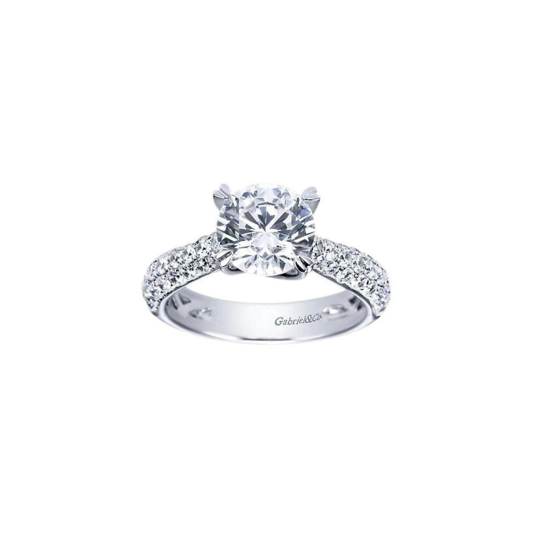 Round Cut Royal Pave Fancy Tiffany Diamond Engagement Mounting For Sale