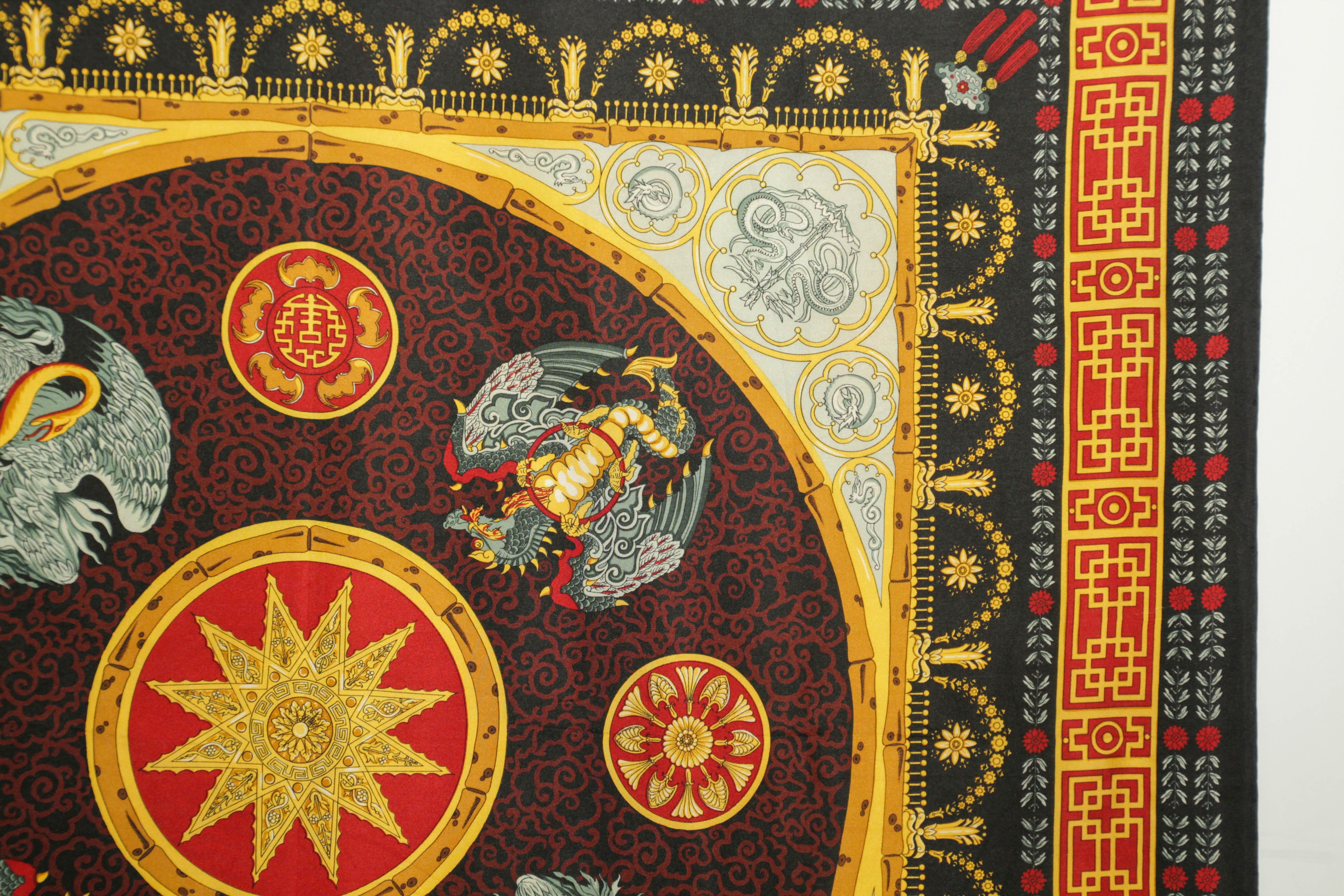Royal Pavilion English Eccentrics Asian Dragons Silk Scarf 1990’s For Sale 6