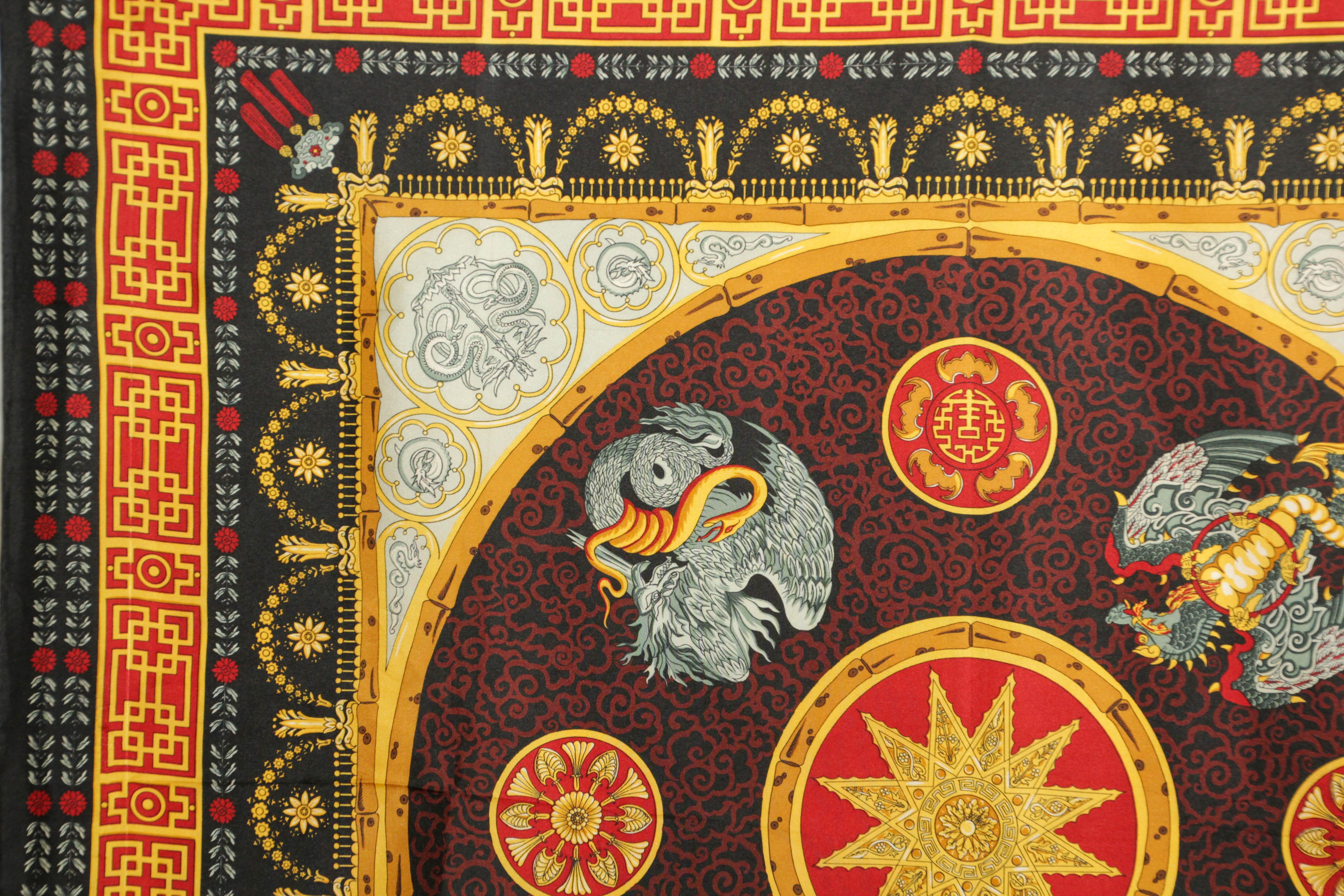 Royal Pavilion English Eccentrics Asian Dragons Silk Scarf 1990’s For Sale 7