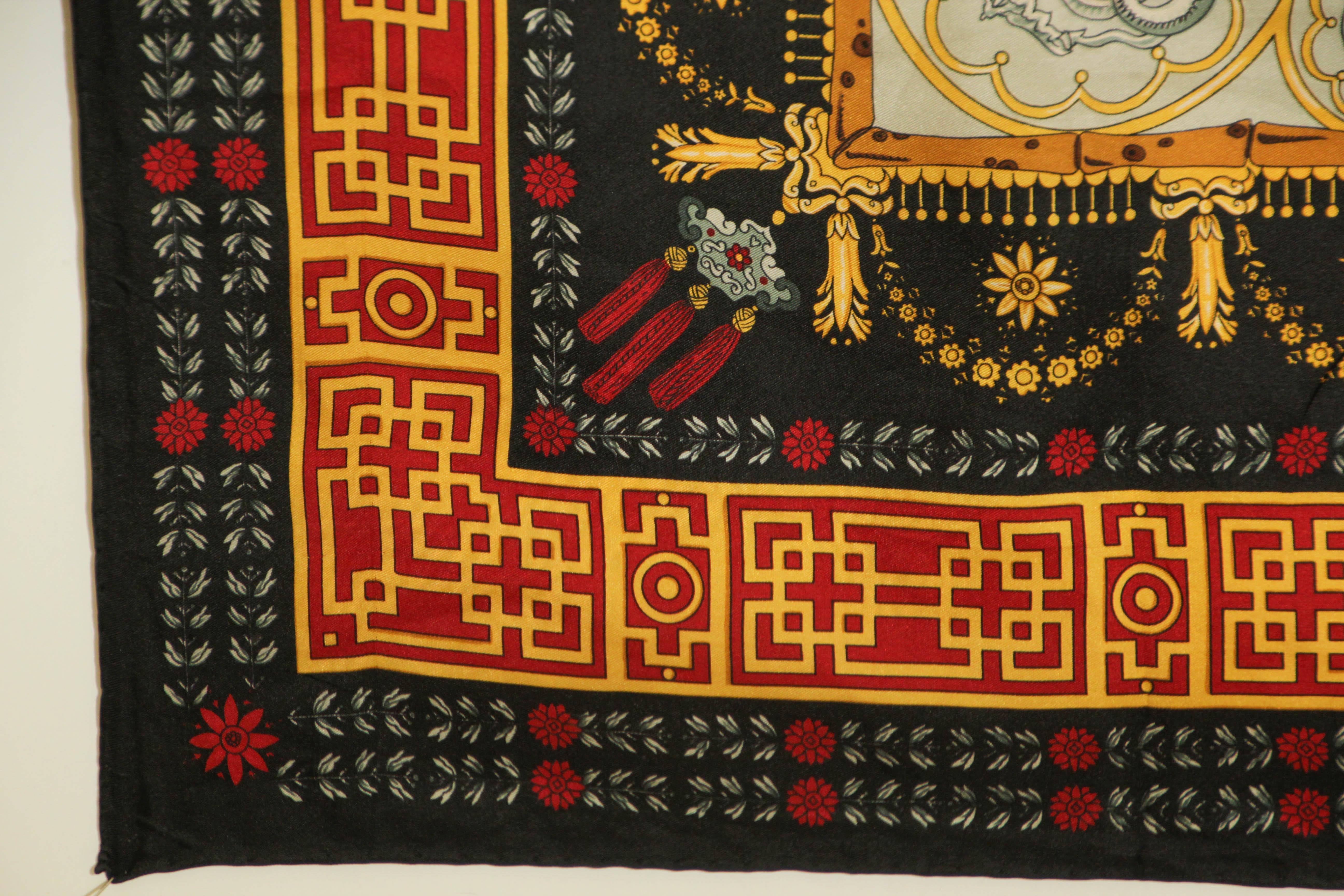 Royal Pavilion English Eccentrics Asian Dragons Silk Scarf 1990’s For Sale 11