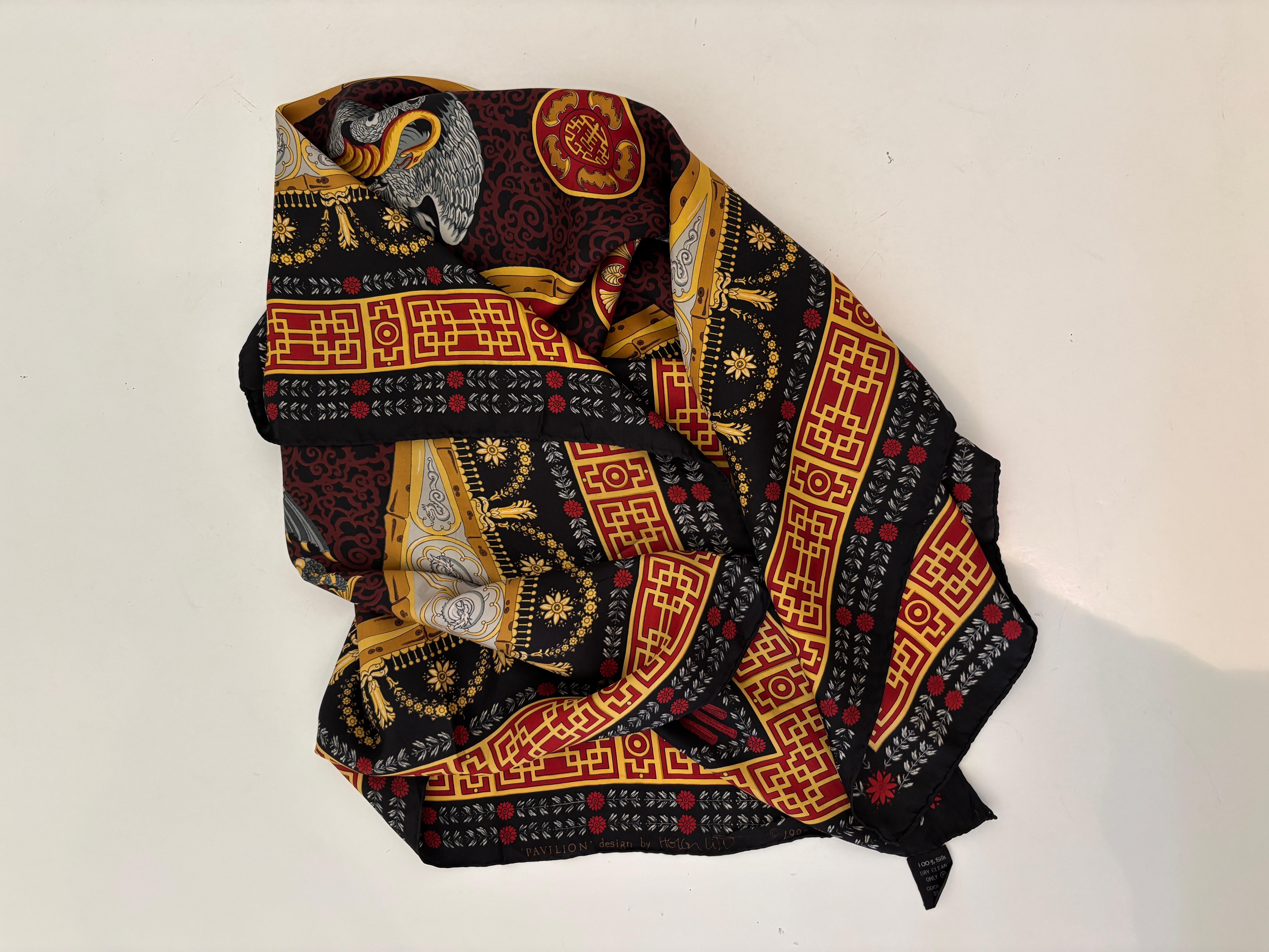 Royal Pavilion English Eccentrics Asian Dragons Silk Scarf 1990’s For Sale 13
