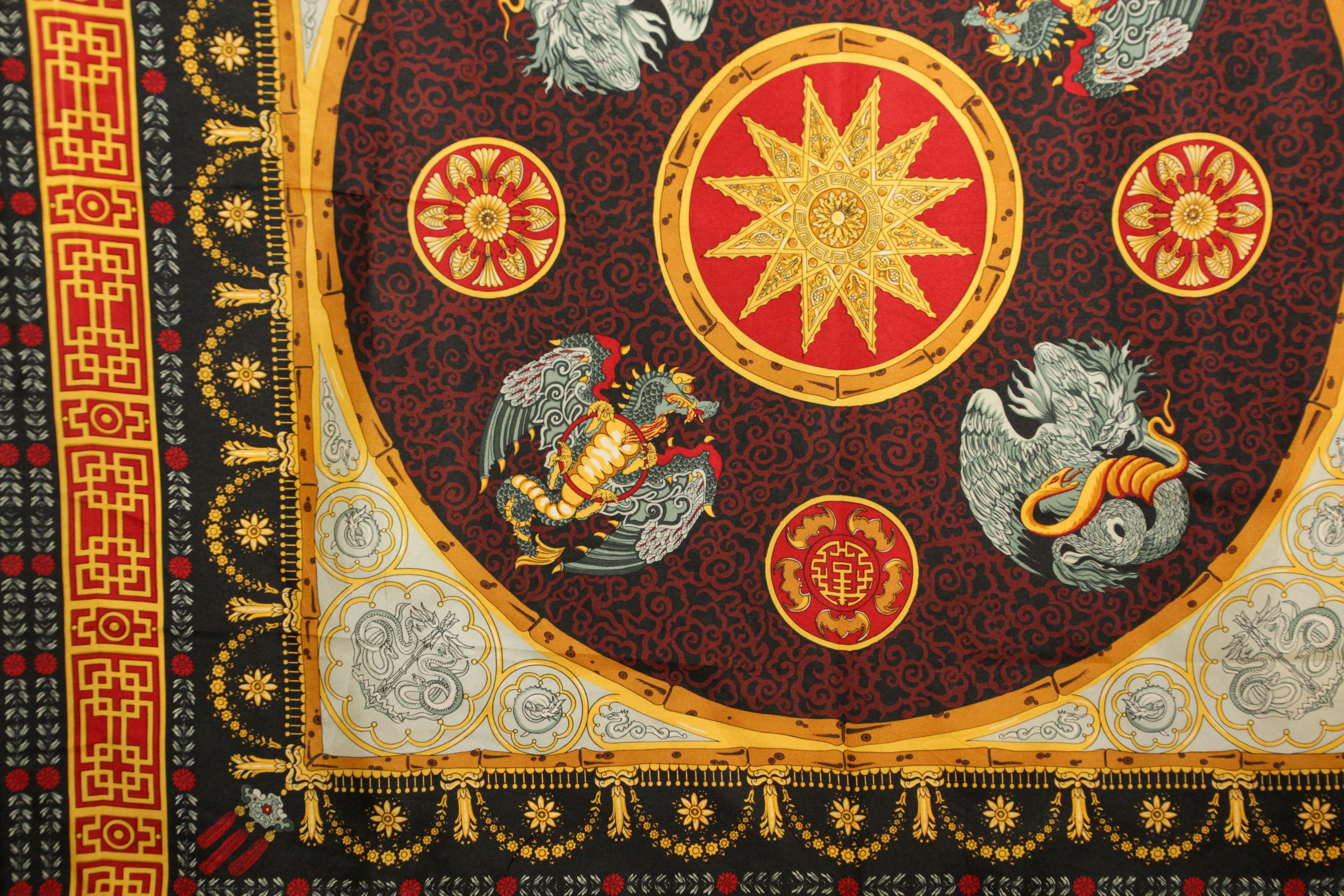 Royal Pavilion English Eccentrics Asian Dragons Silk Scarf 1990’s For Sale 2