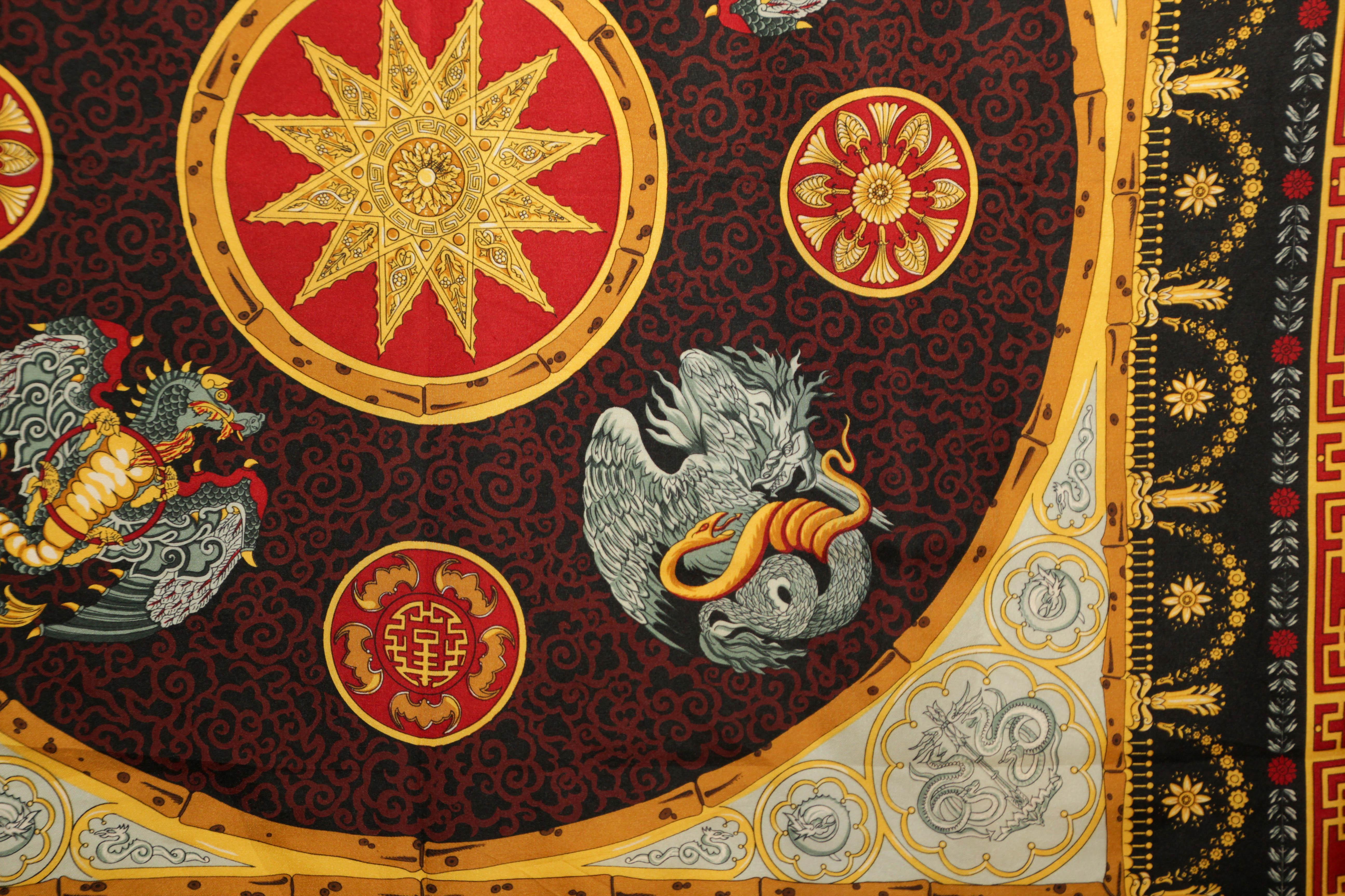 Royal Pavilion English Eccentrics Asian Dragons Silk Scarf 1990’s For Sale 3