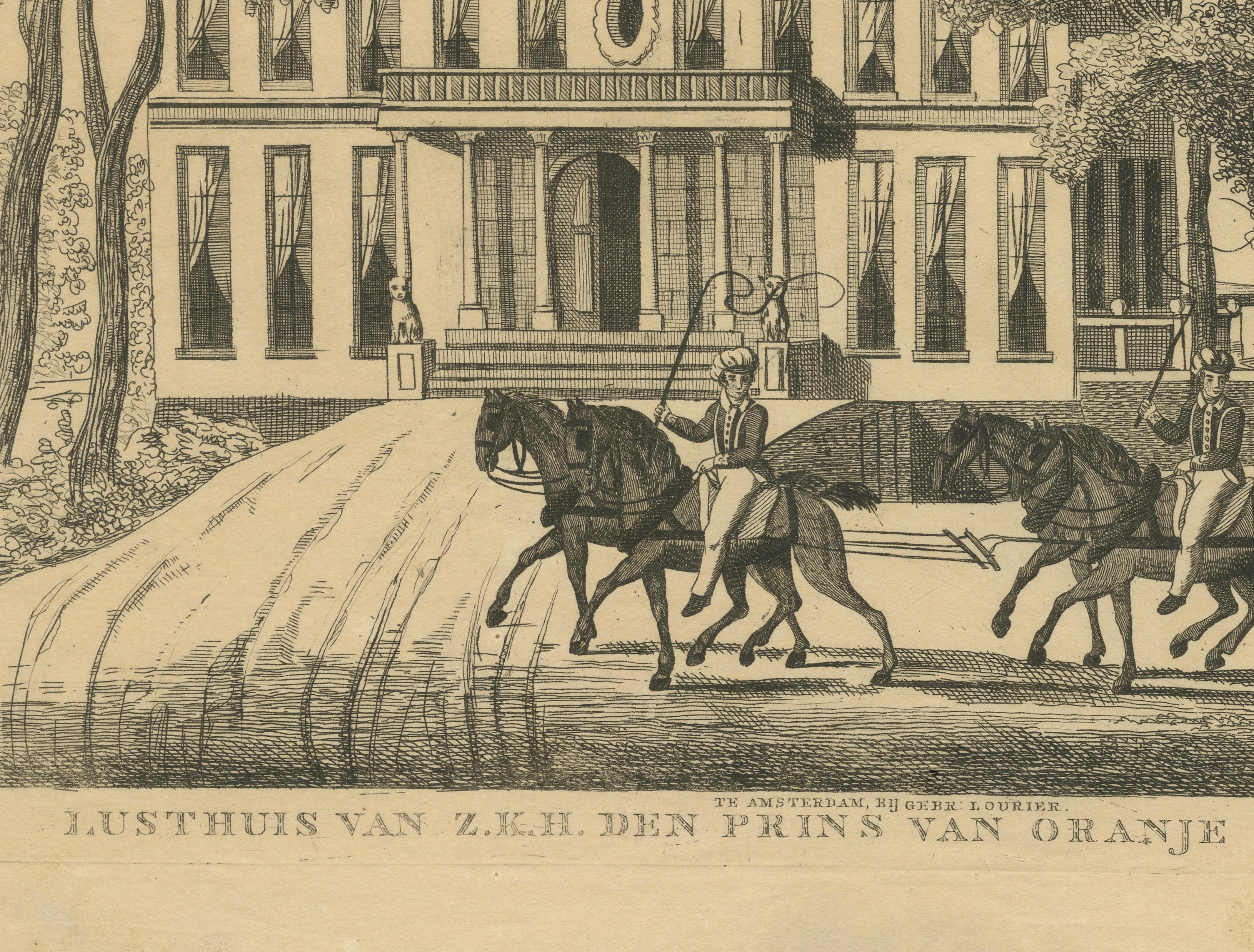 Engraved Royal Pavilion of the Prince of Orange at Tervuren – Antique Print c.1820s For Sale