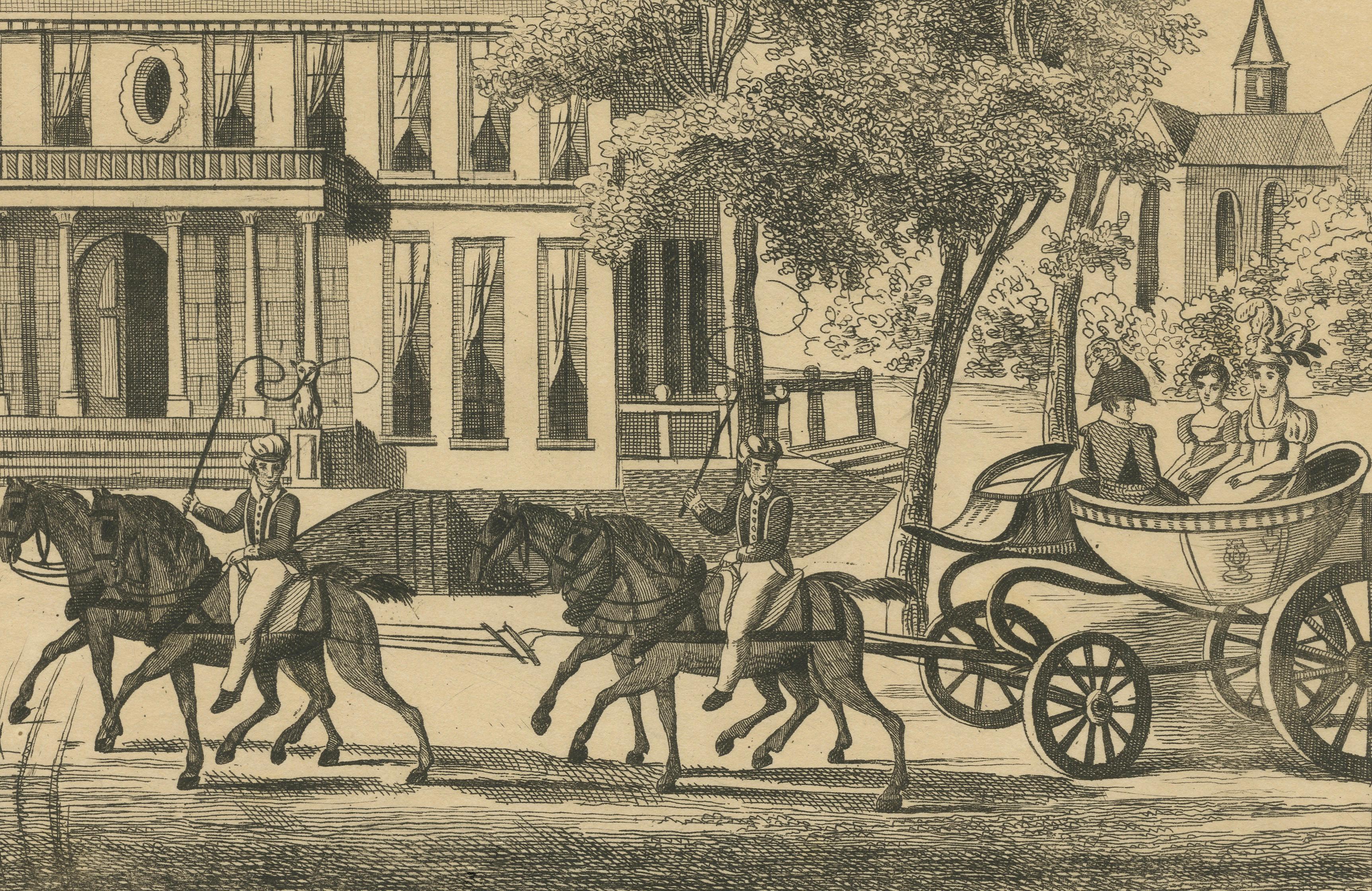 Royal Pavilion of the Prince of Orange at Tervuren – Antique Print c.1820s In Fair Condition For Sale In Langweer, NL