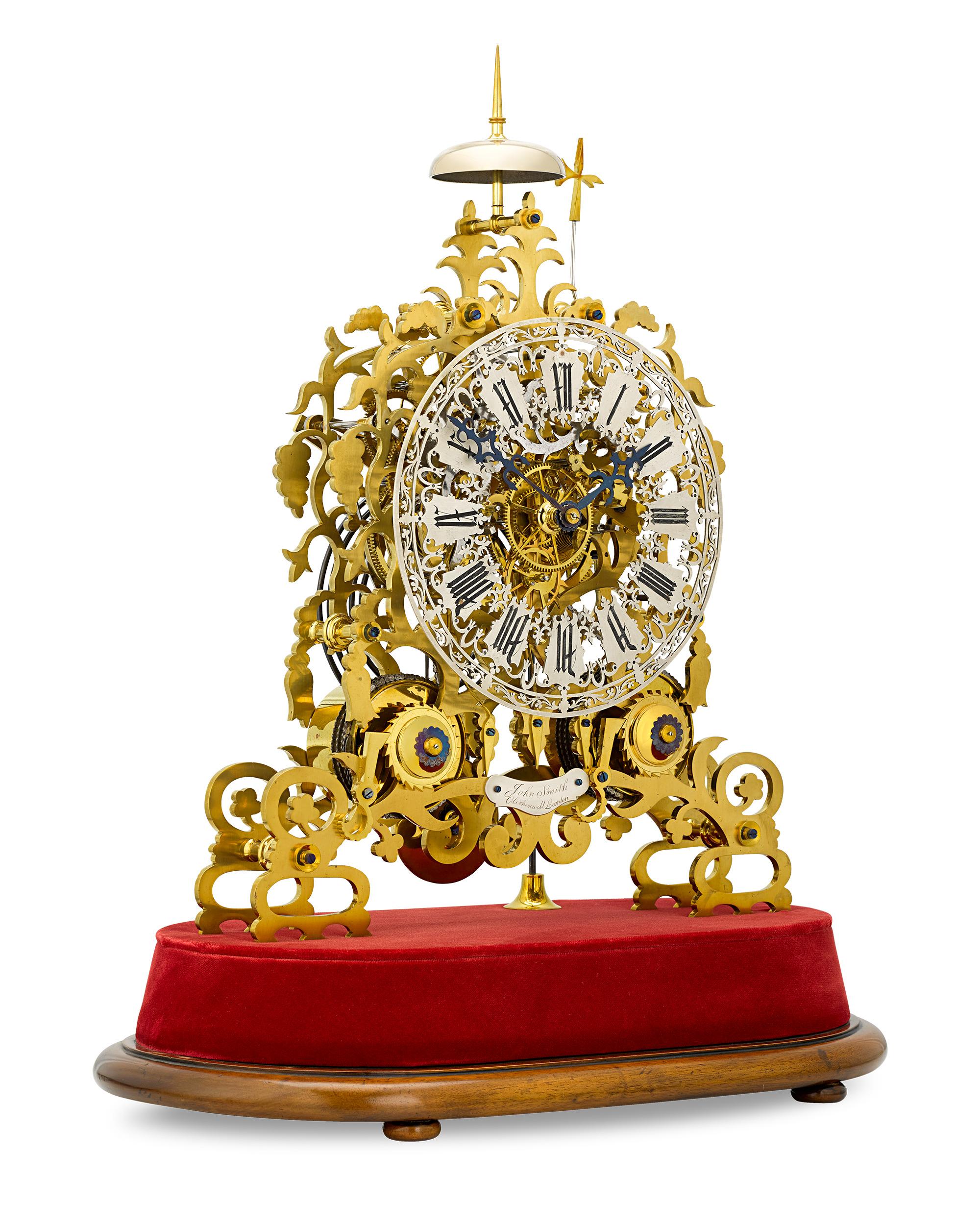 English Royal Pavilion Skeleton Clock by Smith & Sons
