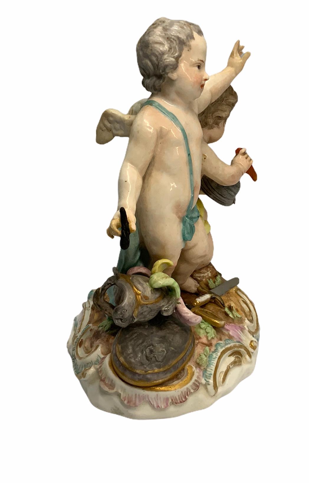 Hand-Painted Royal Porcelain or State’s Porcelain Manufactory 'KPM' Cherub’s Sculpture For Sale