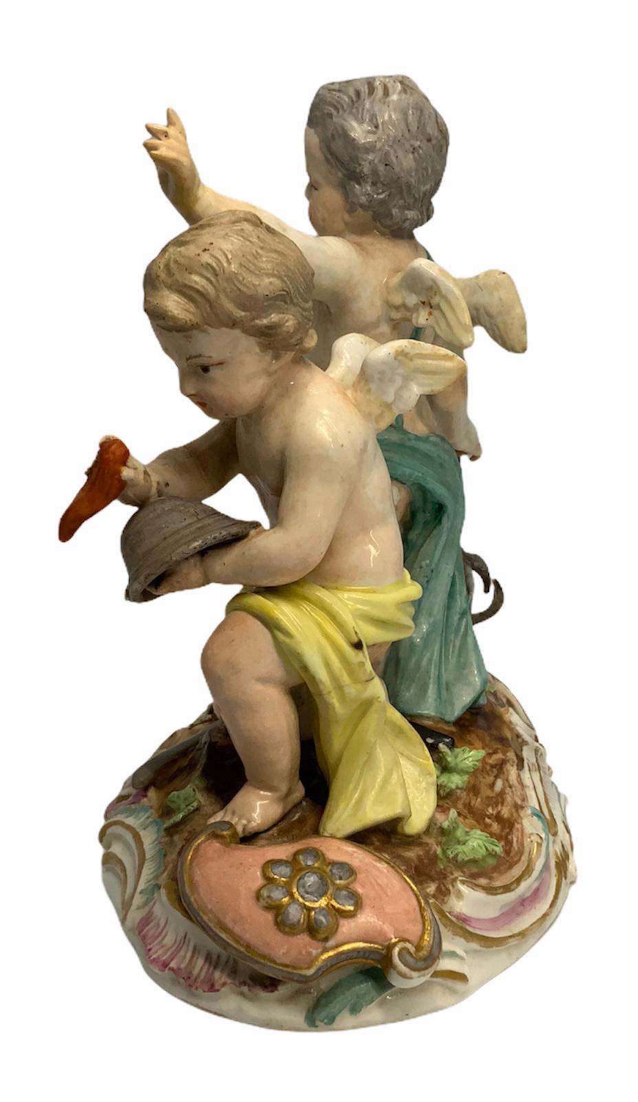 Royal Porcelain or State’s Porcelain Manufactory 'KPM' Cherub’s Sculpture In Good Condition For Sale In Guaynabo, PR