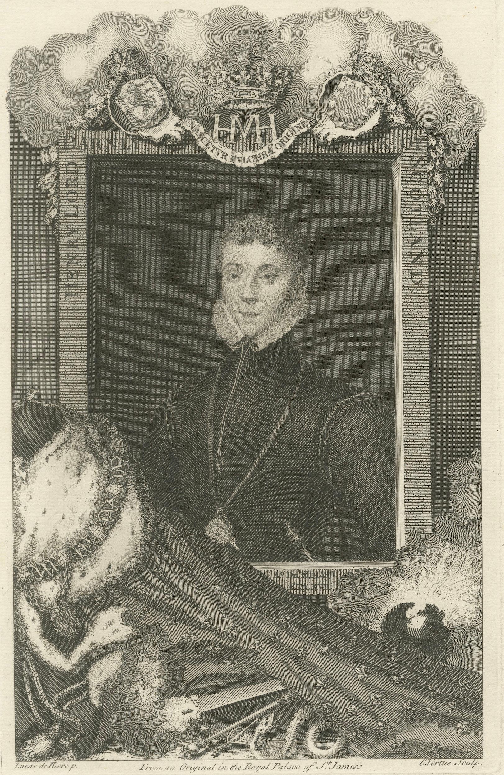 Royal Portrait Henry Stuart Lord Darnley, Vertue Engraving, 1732