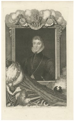 Royal Portrait Henry Stuart Lord Darnley, Vertue Engraving, 1732