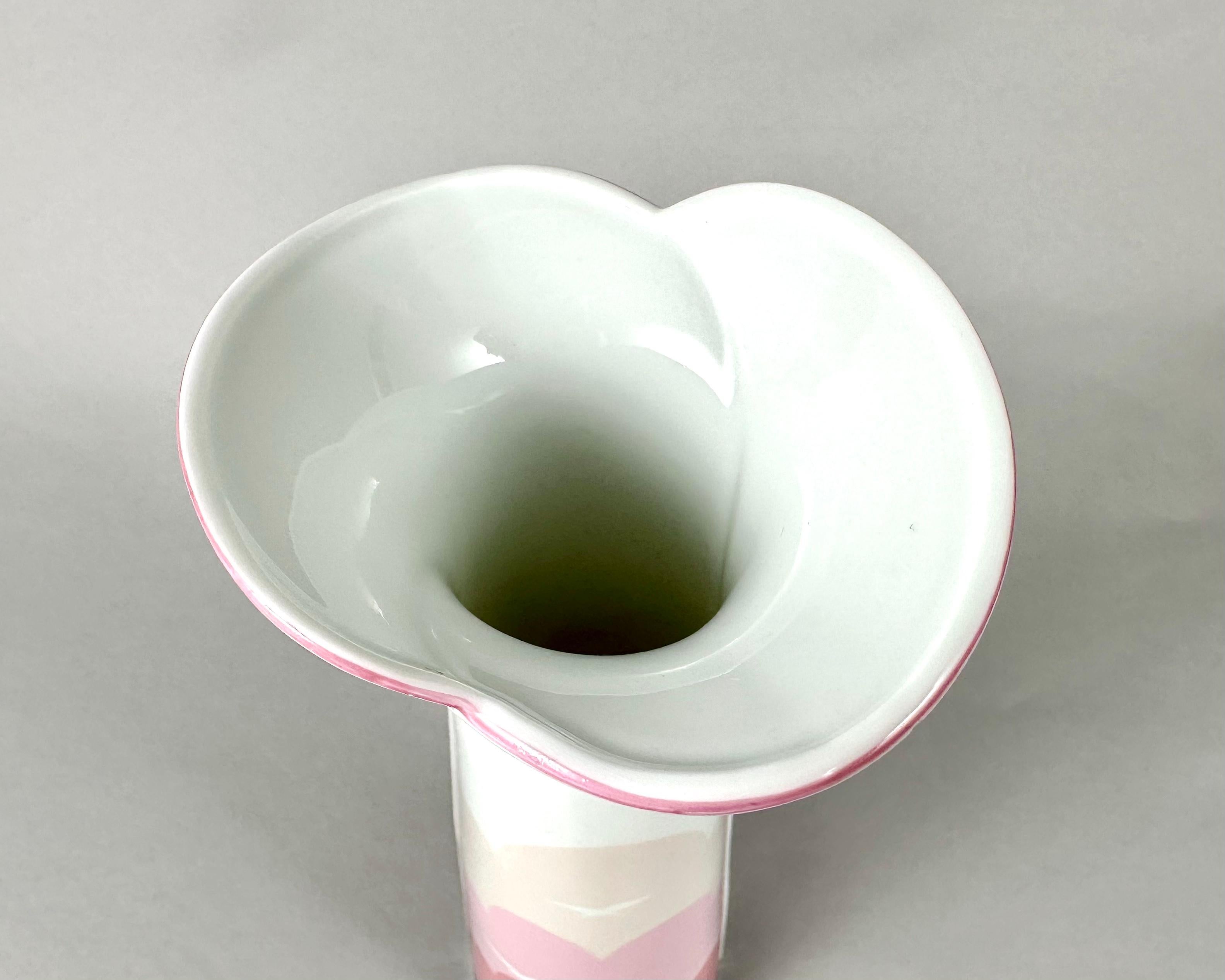 German Royal Porzellan KPM Pink and White Mid Century Porcelain Vase, Bavaria For Sale