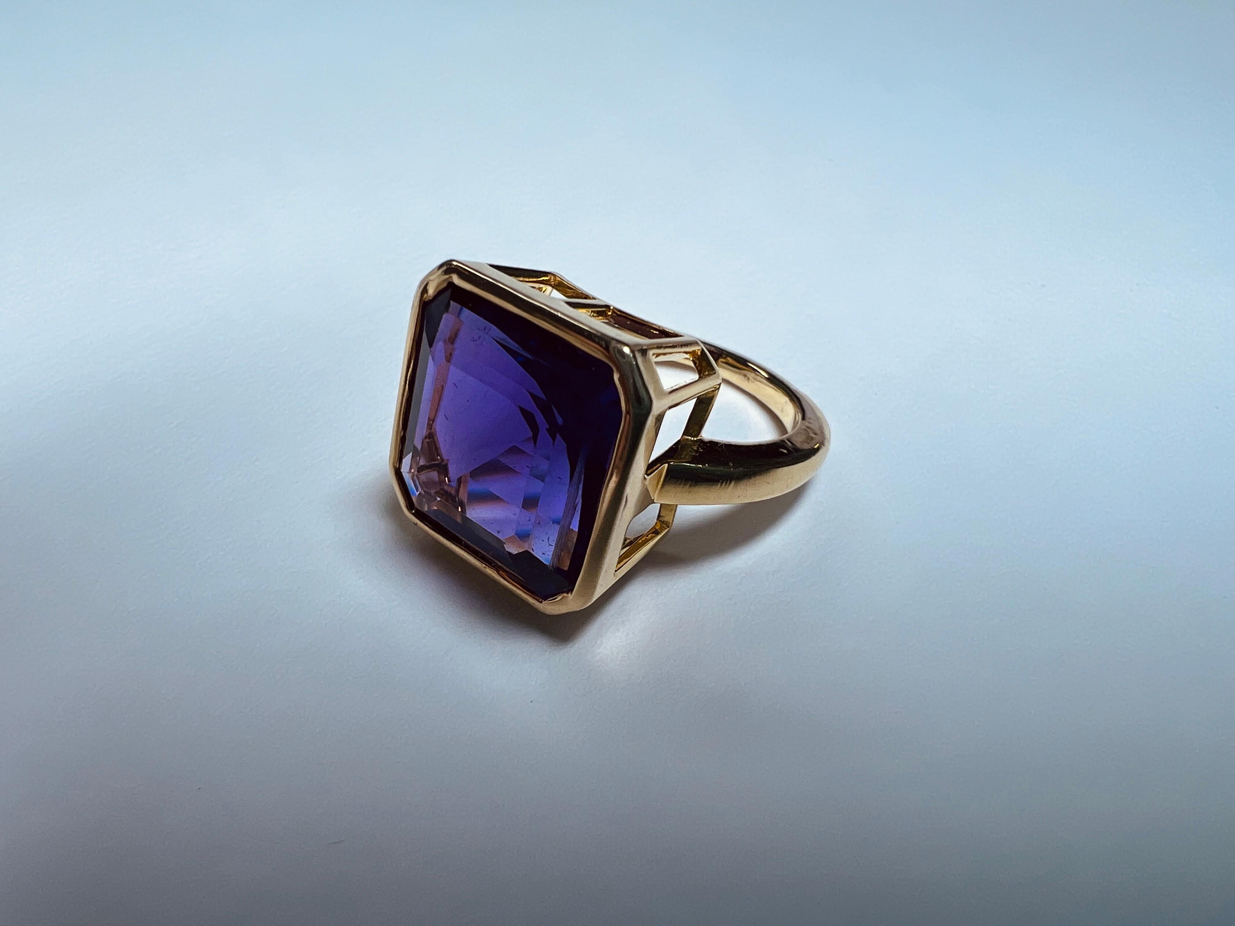 Royal Purple AAAA 7.88 Carat Amethyst Pinky Ring, Bezel Set 14k Yellow Gold 7