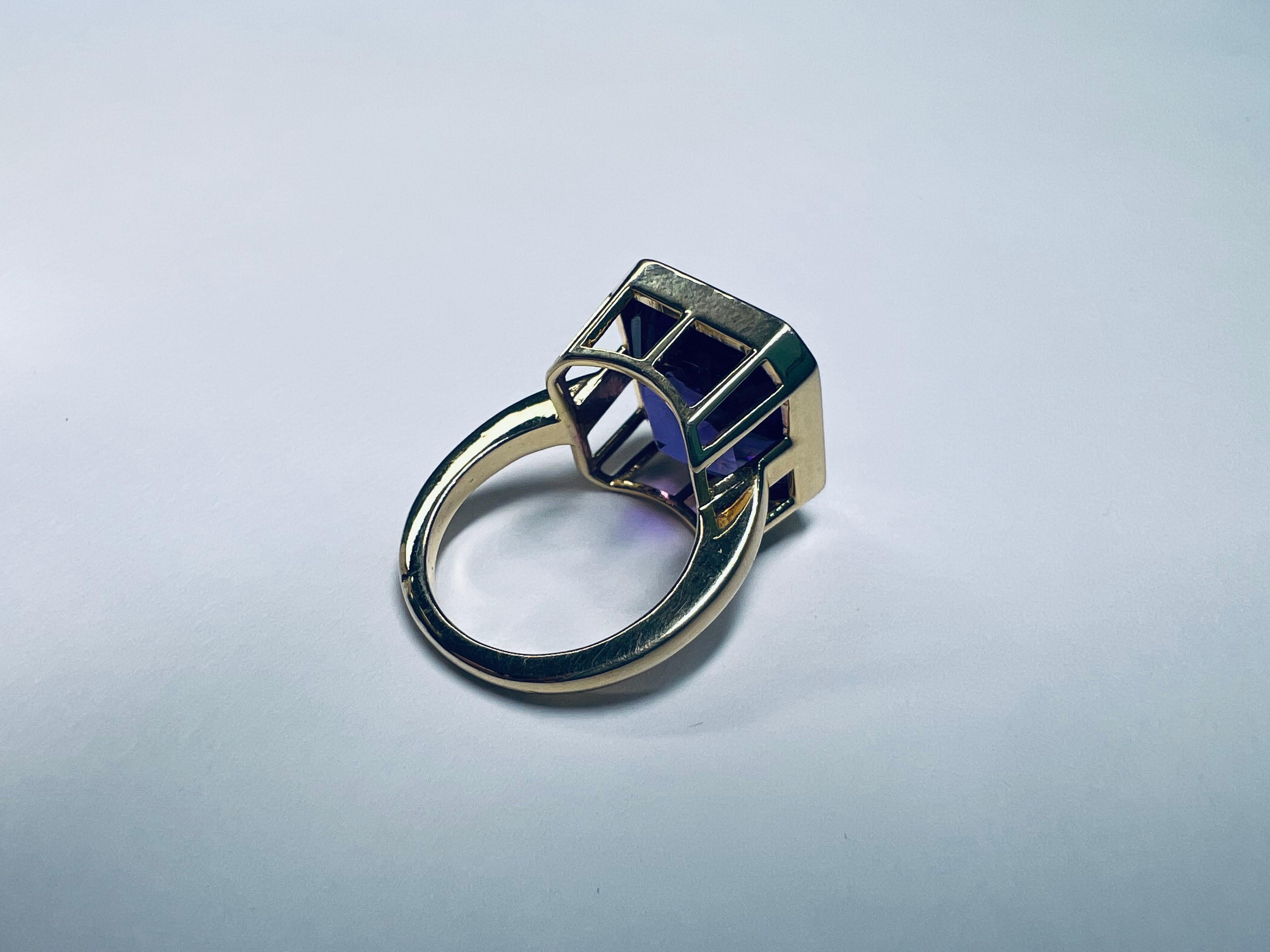 Royal Purple AAAA 7.88 Carat Amethyst Pinky Ring, Bezel Set 14k Yellow Gold 8