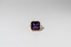 Royal Purple AAAA 7.88 Carat Amethyst Pinky Ring, Bezel Set 14k Yellow Gold