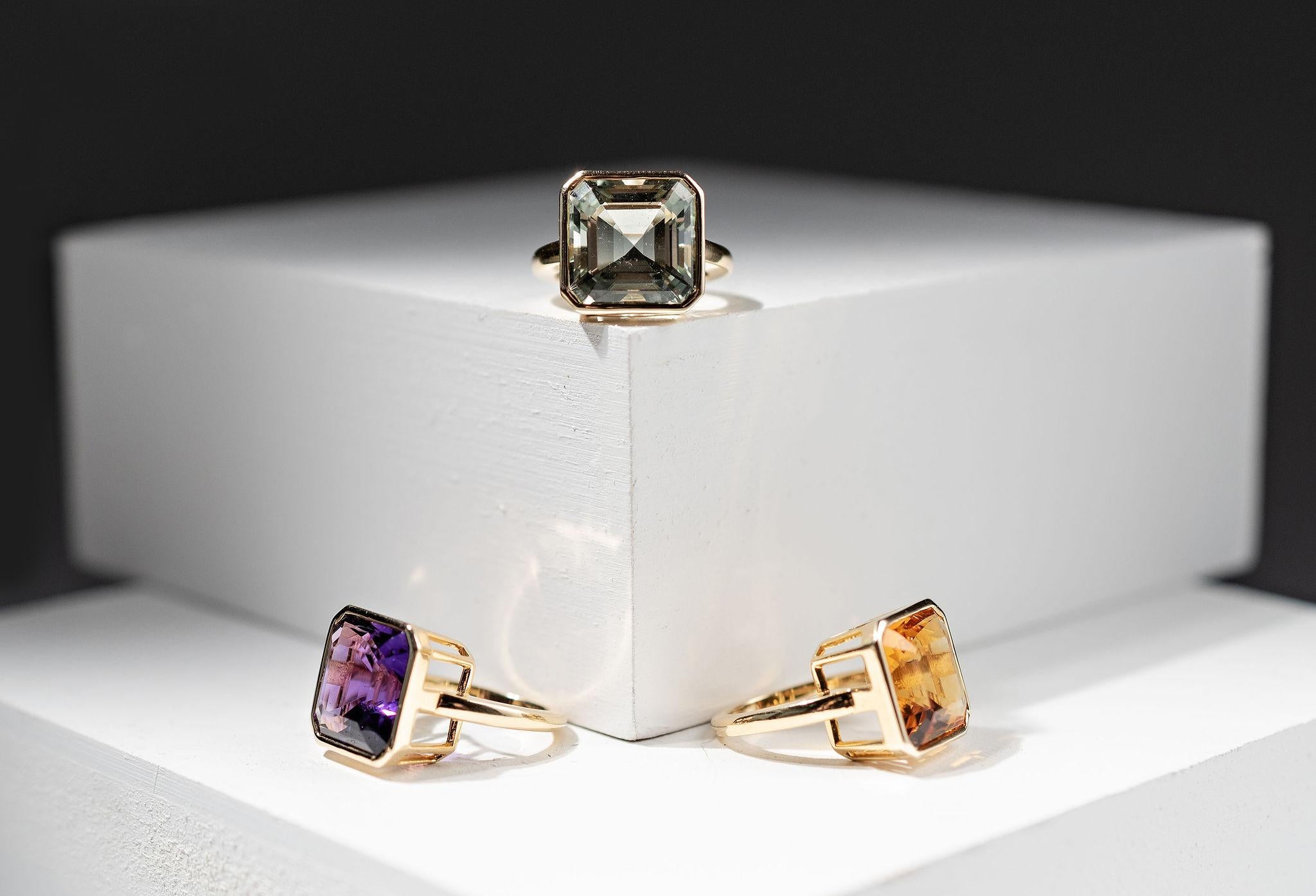 Royal Purple AAAA 7.88 Carat Amethyst Pinky Ring, Bezel Set 14k Yellow Gold 1