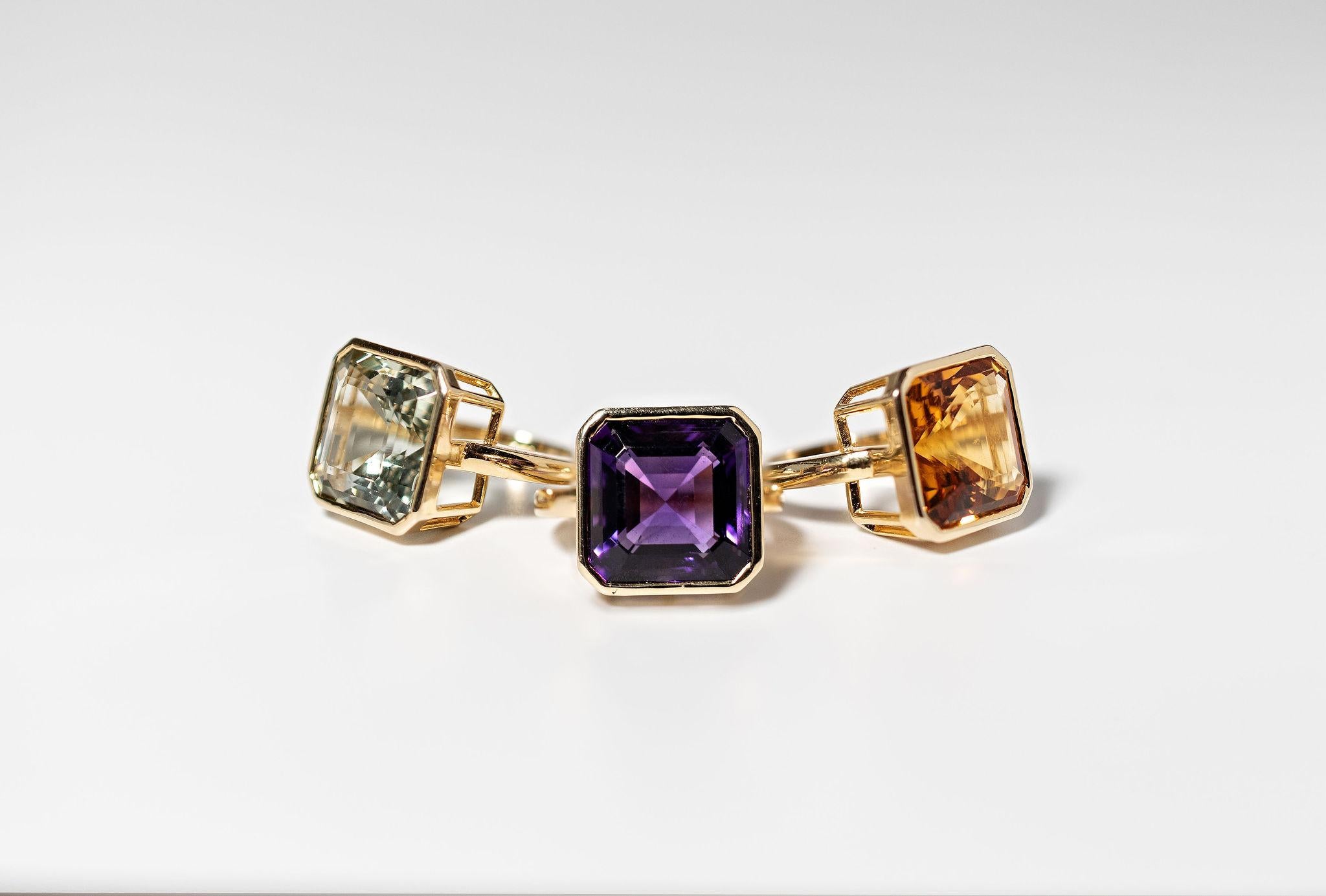 Royal Purple AAAA 7.88 Carat Amethyst Pinky Ring, Bezel Set 14k Yellow Gold 3