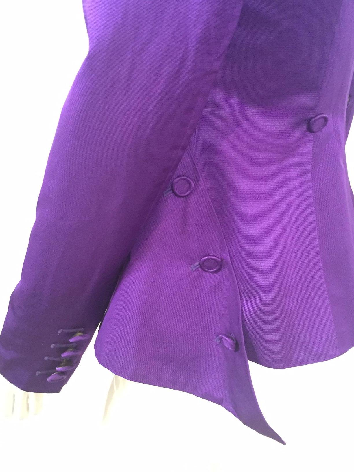Royal Purple Edwardian Style Silk Faille Jacket by Maggie Norris Couture In Excellent Condition For Sale In New Hope, PA