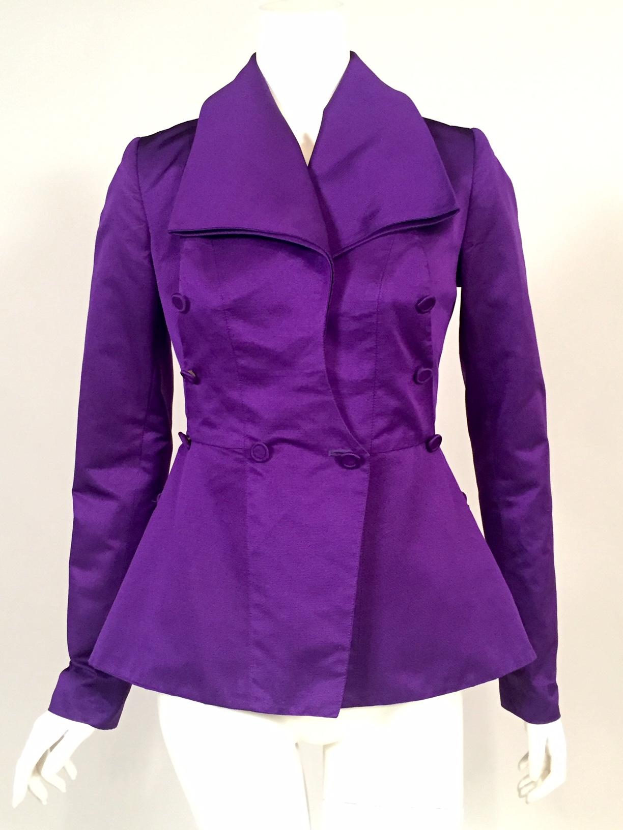 Women's Royal Purple Edwardian Style Silk Faille Jacket by Maggie Norris Couture  For Sale