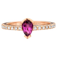 Royal Purple Garnet Diamond Rose Gold Engagement Ring