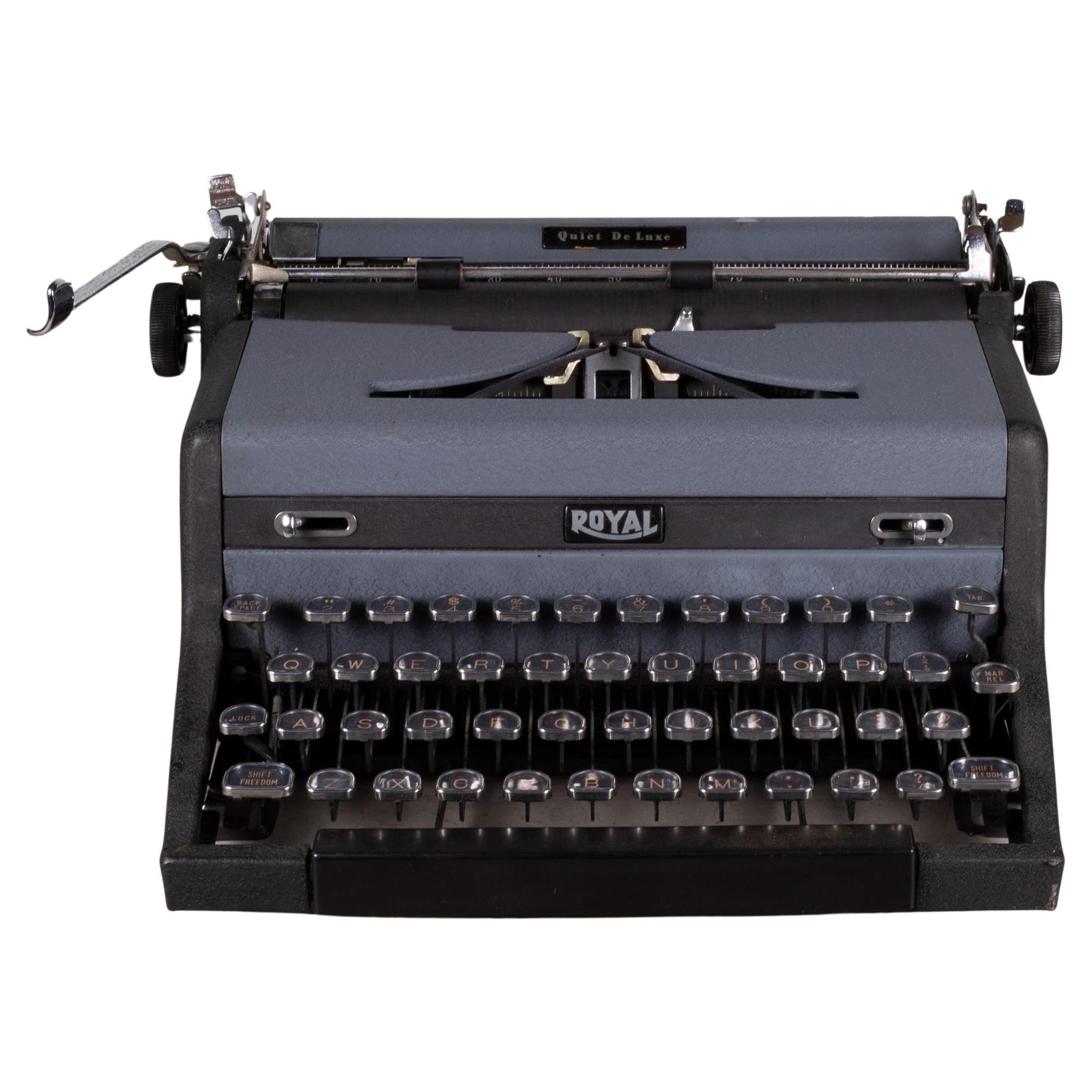 Royal Quiet DeLuxe Two Tone Typewriter and Case, c.1948  (FREE SHIPPING) For Sale