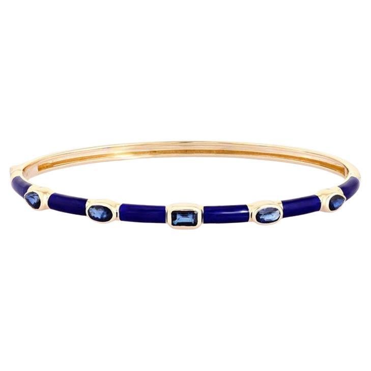 Royal Radiance 14K Gelbgold Emaille Blauer Topas Armband