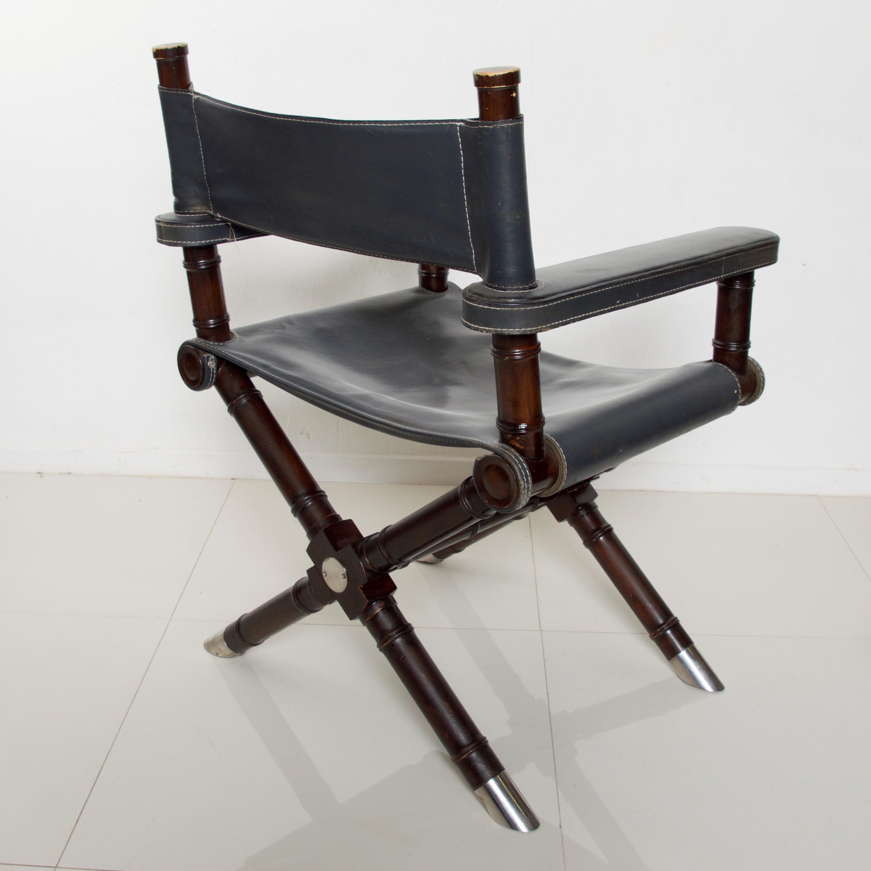 Ralph Lauren Leather Hollywood Director's Chair in Classic Royal Navy Blue In Good Condition In Chula Vista, CA