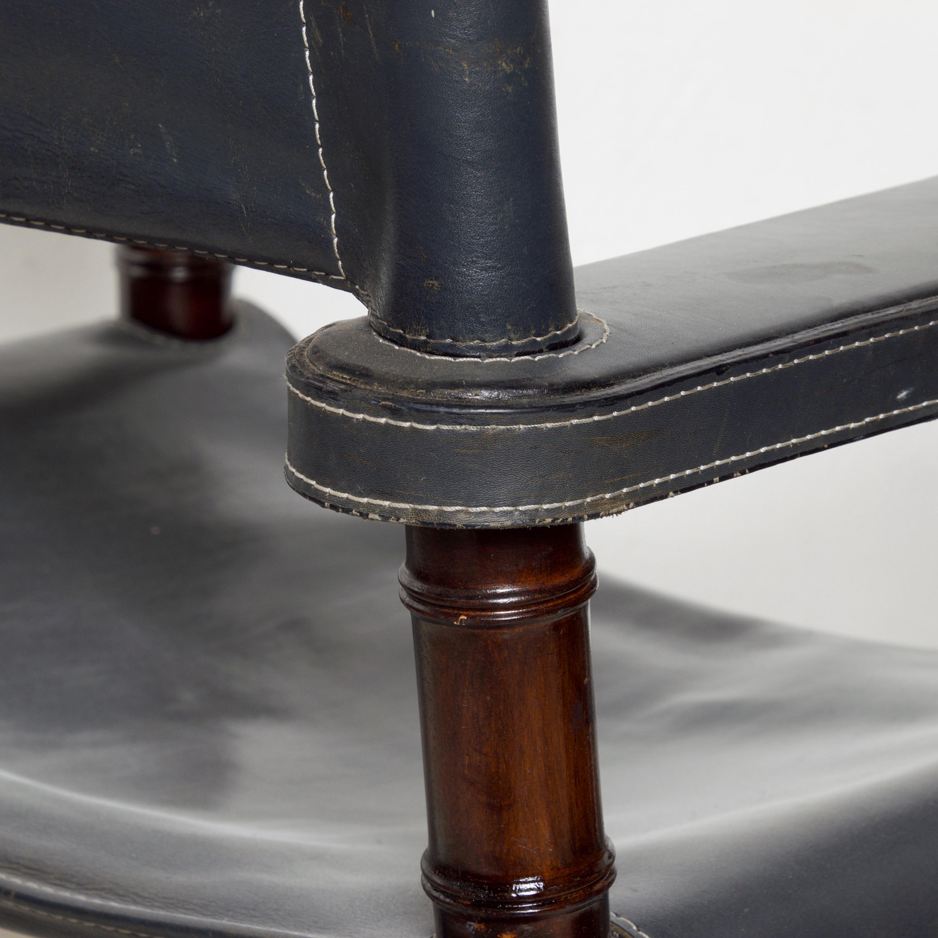 Late 20th Century Ralph Lauren Leather Hollywood Director's Chair in Classic Royal Navy Blue