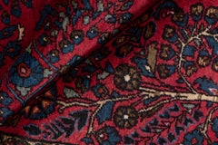 Royal Red and Midnight Blue Persian Sarouk Rug