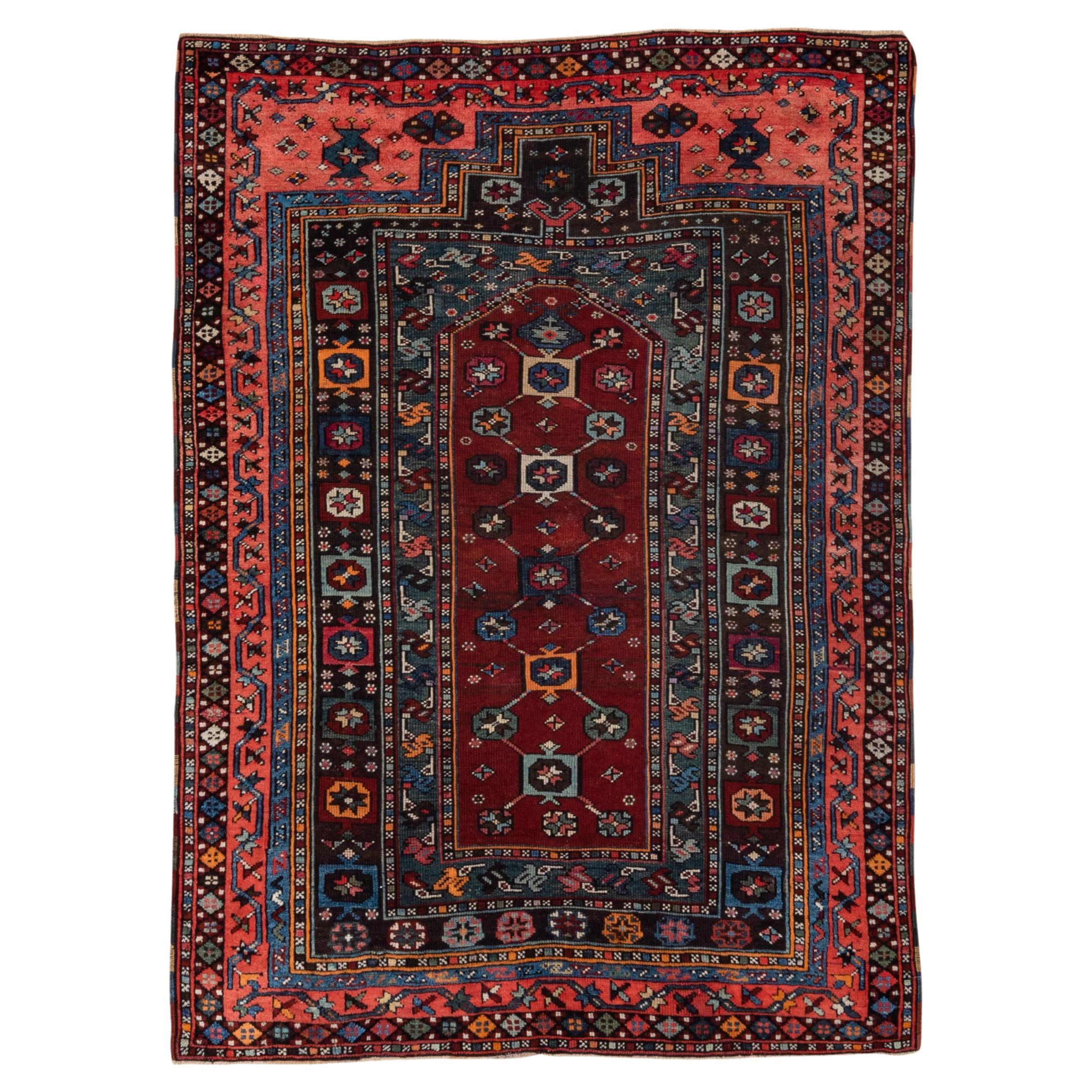 Royal Red and Pink Bubblegum Shirvan City Carpet Cira 1920 For Sale